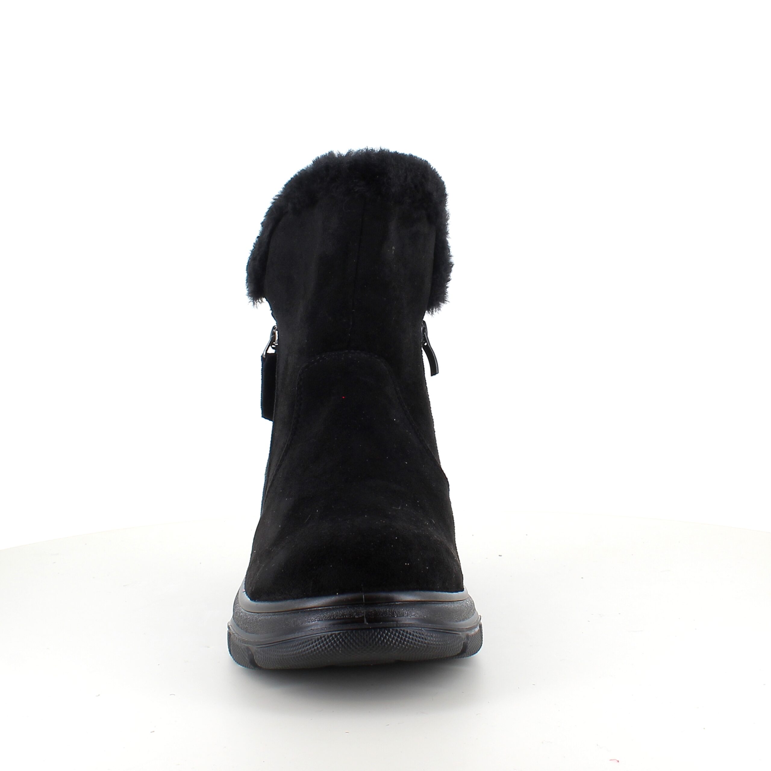 Sort damestøvle med varmt for og lynlås