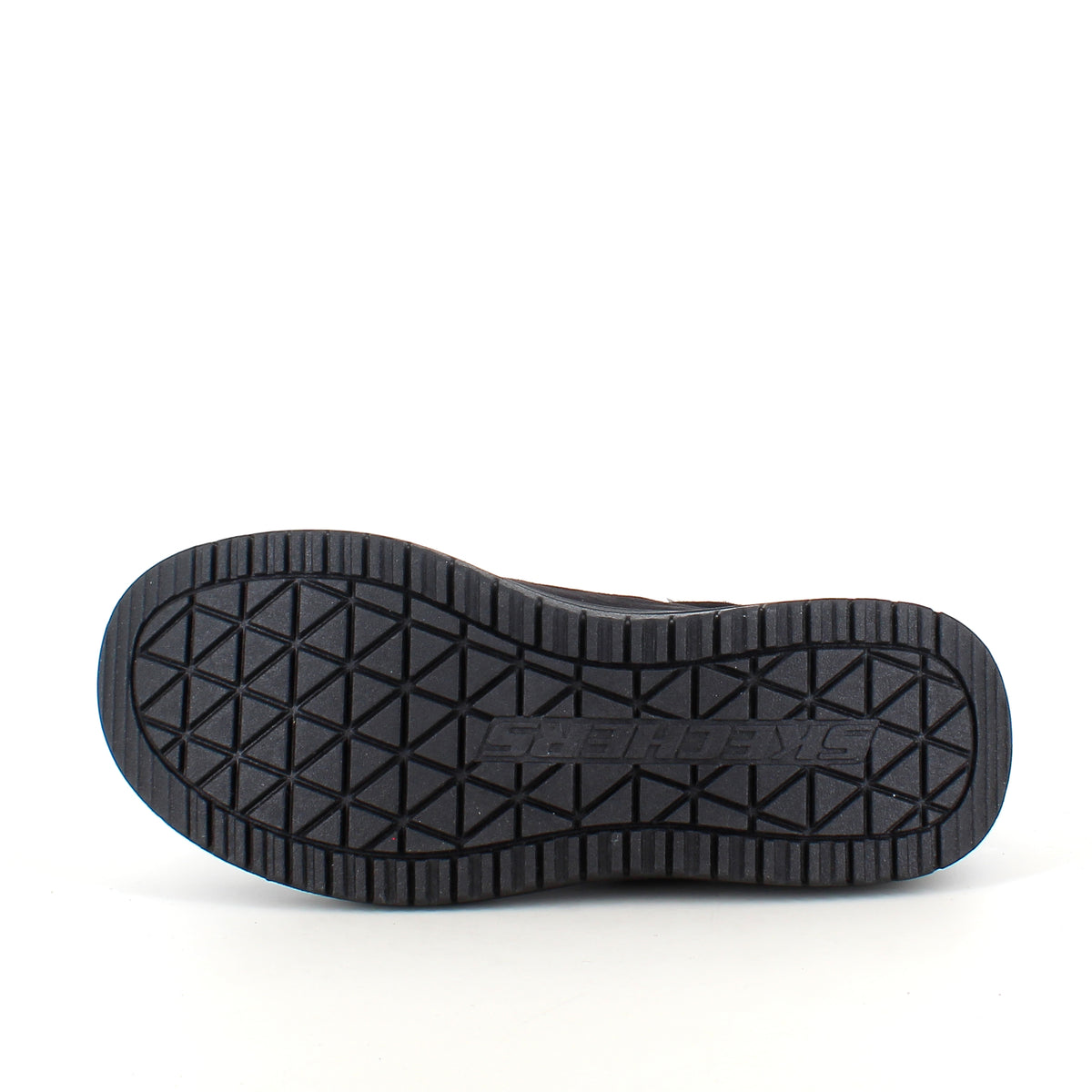 Skechers slip-on hjemmesko i sort – varm og rummelig pasform