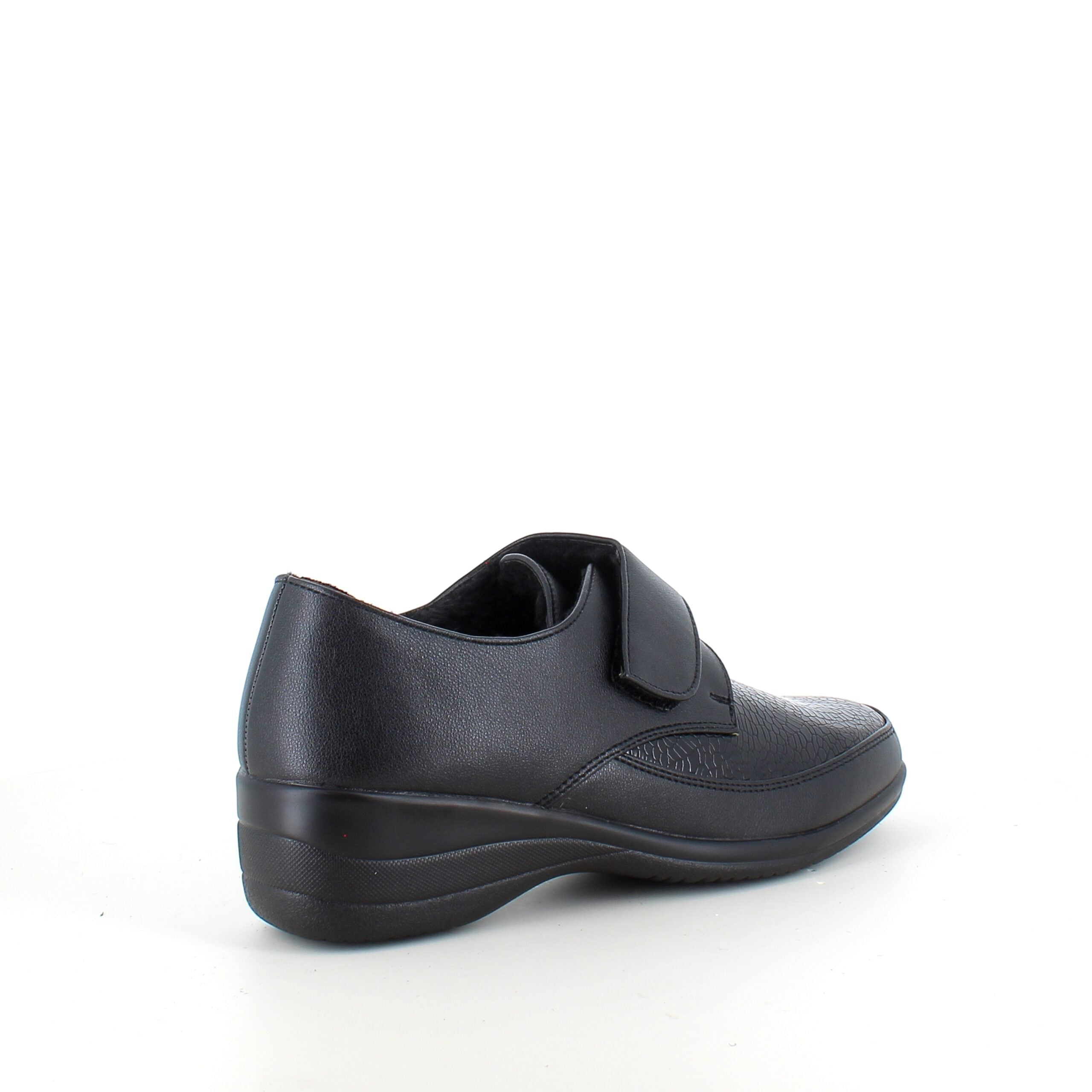 Damesko i sort PU med velcrolukning og varmt for