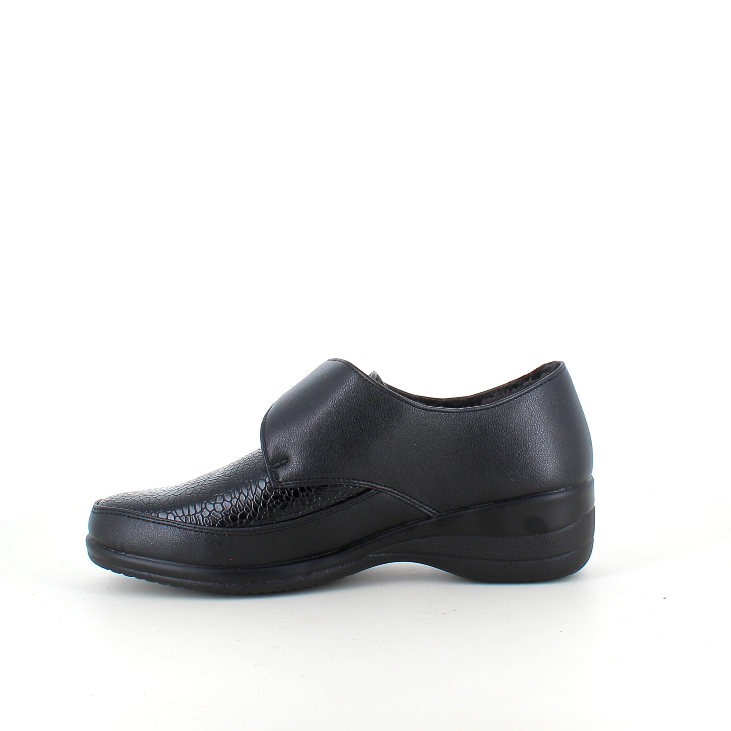 Damesko i sort PU med velcrolukning og varmt for