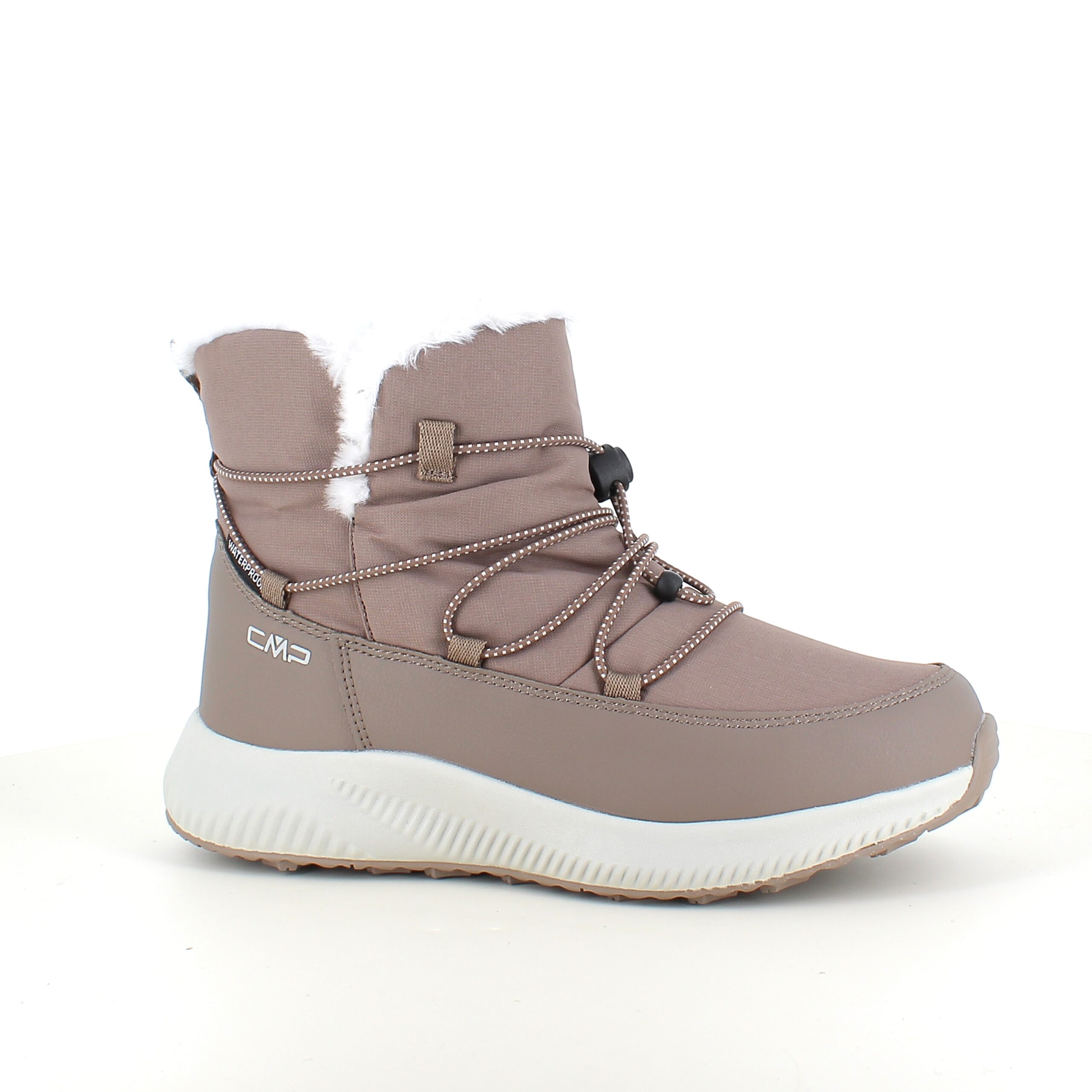 Vandafvisende beige vinterstøvle fra CMP med elastiksnøre