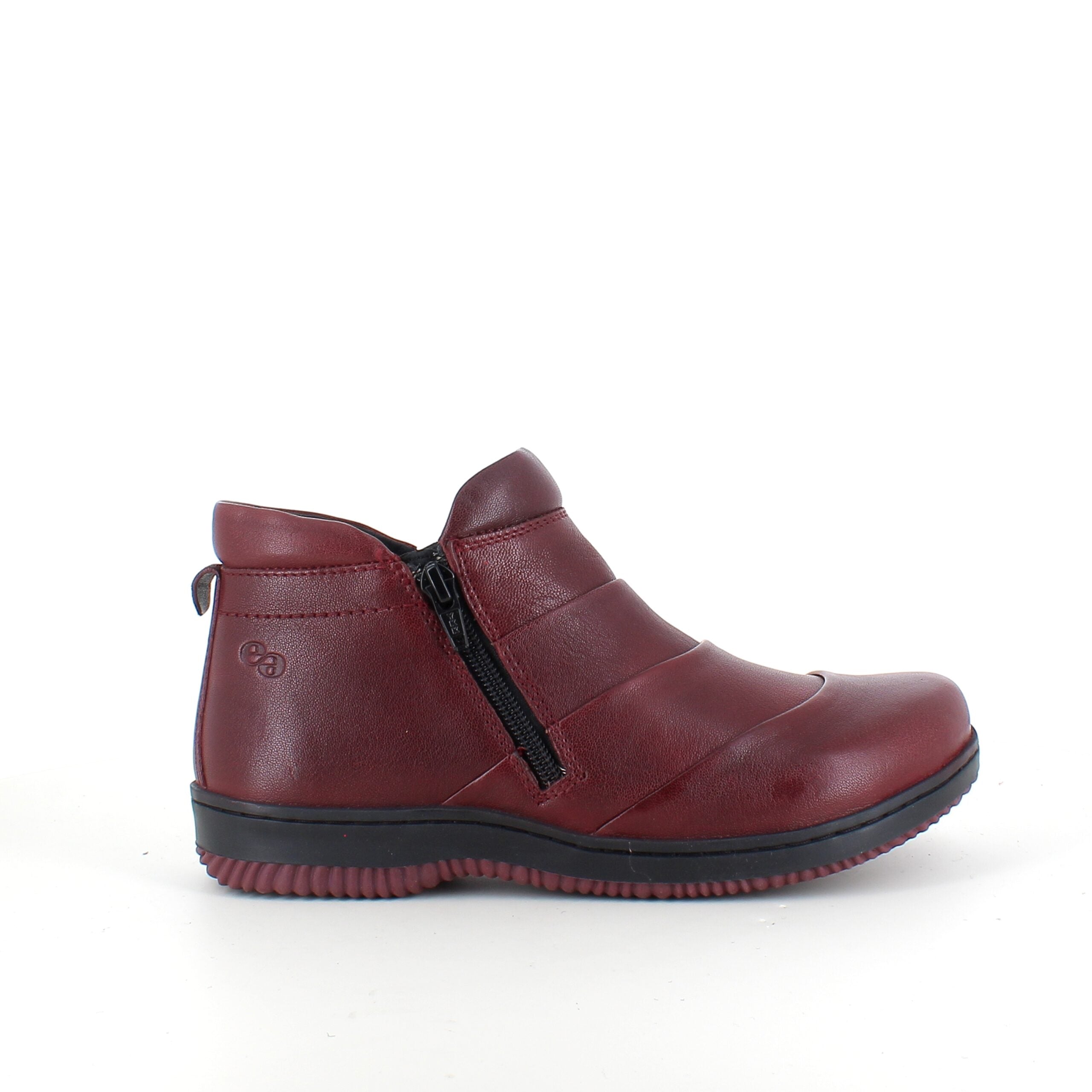 Kort støvle i bordeaux skind fra Green Comfort