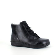 Green Comfort kort læderstøvle i sort med uldfoer