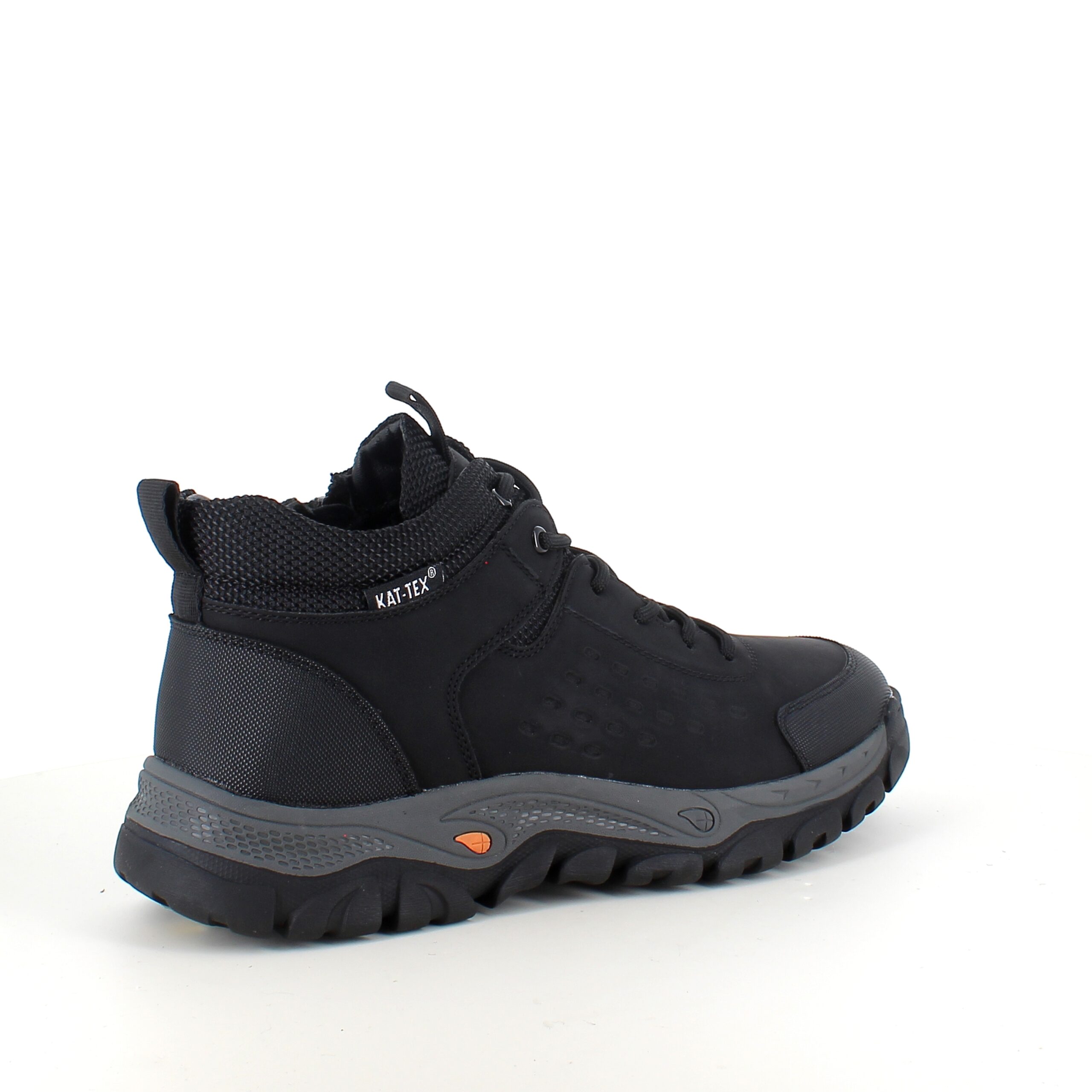 Herre ankelstøvle i sort PU med varmt for, snørebånd og KAT-TEX – robust gummisål
