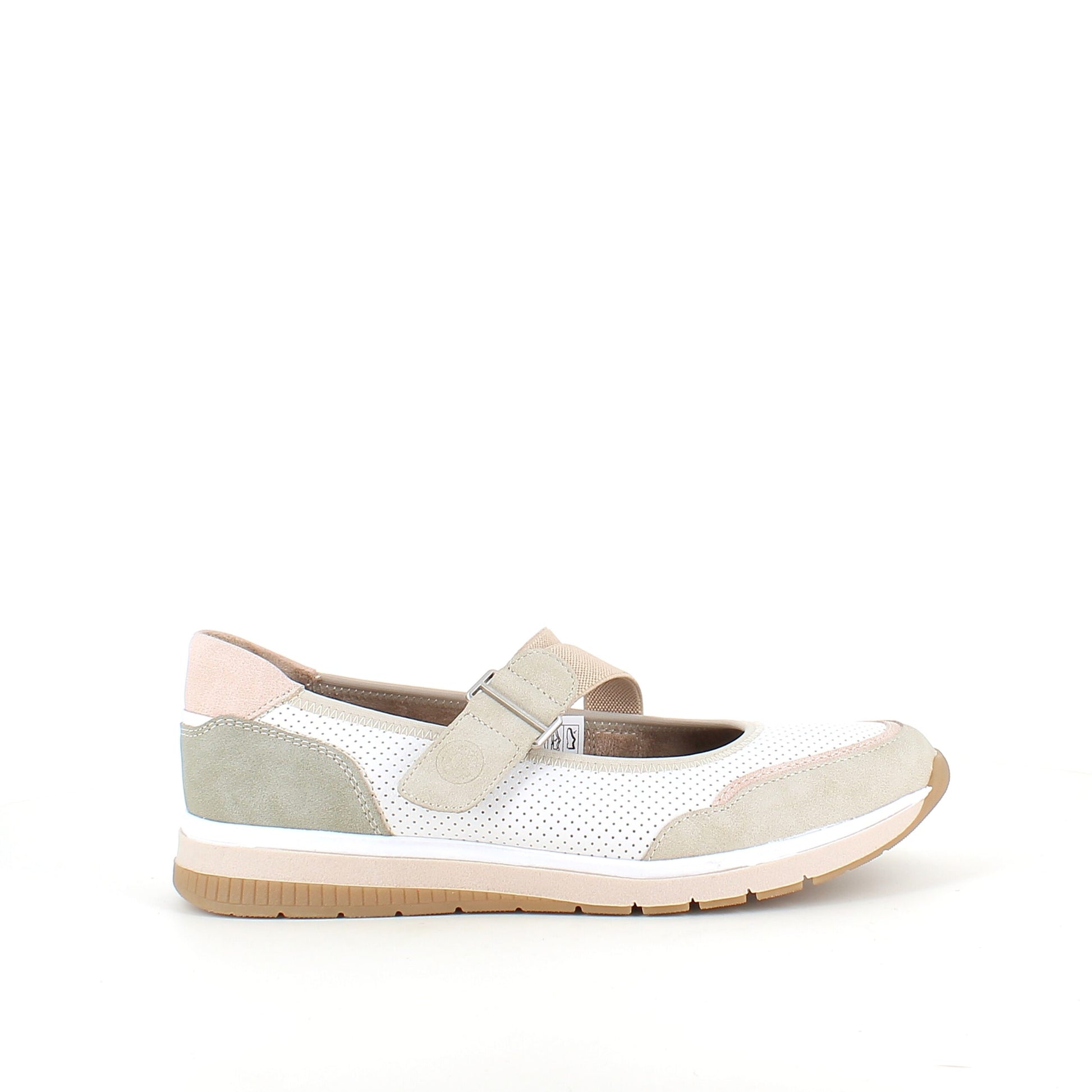 Relife ballerina sko med velcro – beige komfortsko med massageeffekt