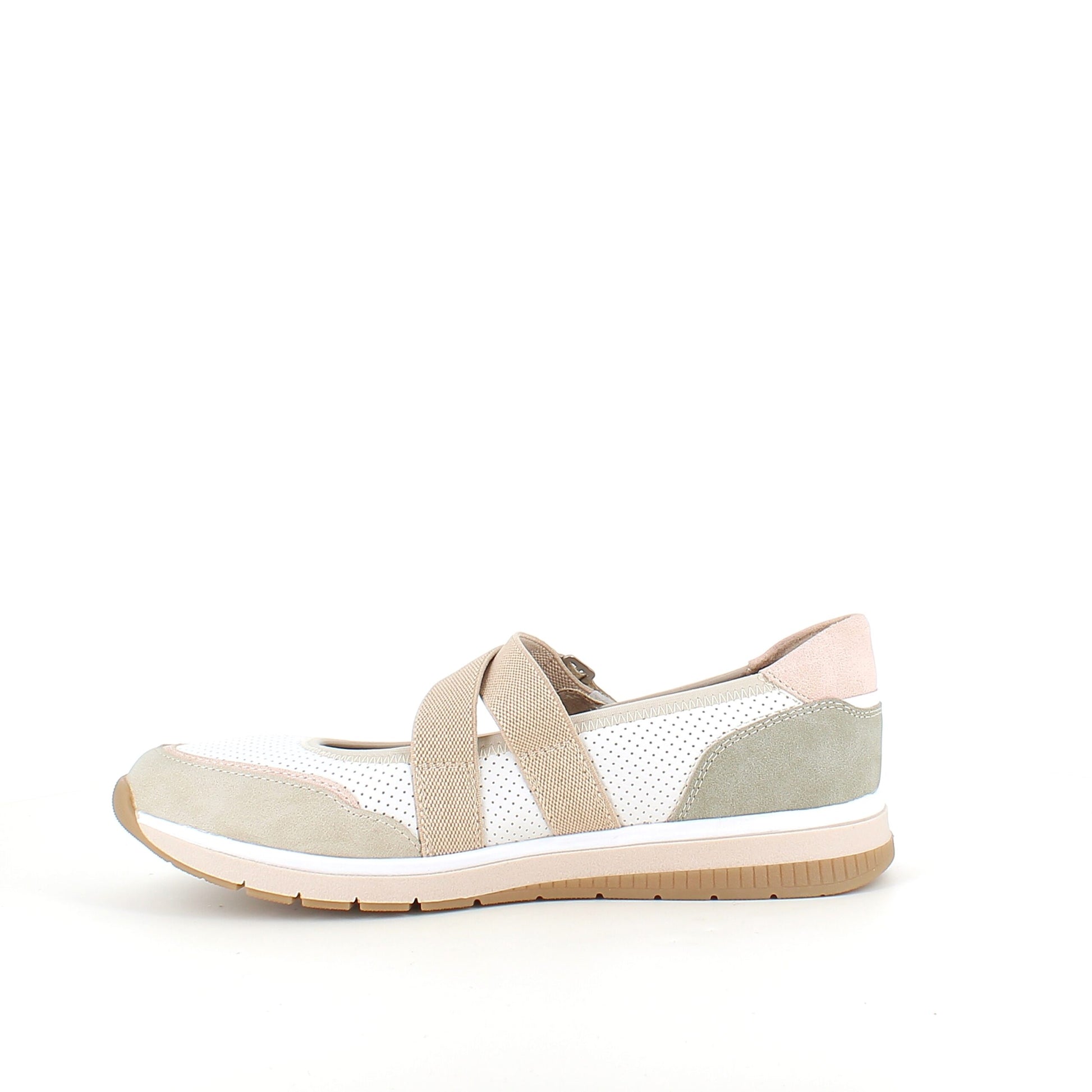 Relife ballerina sko med velcro – beige komfortsko med massageeffekt