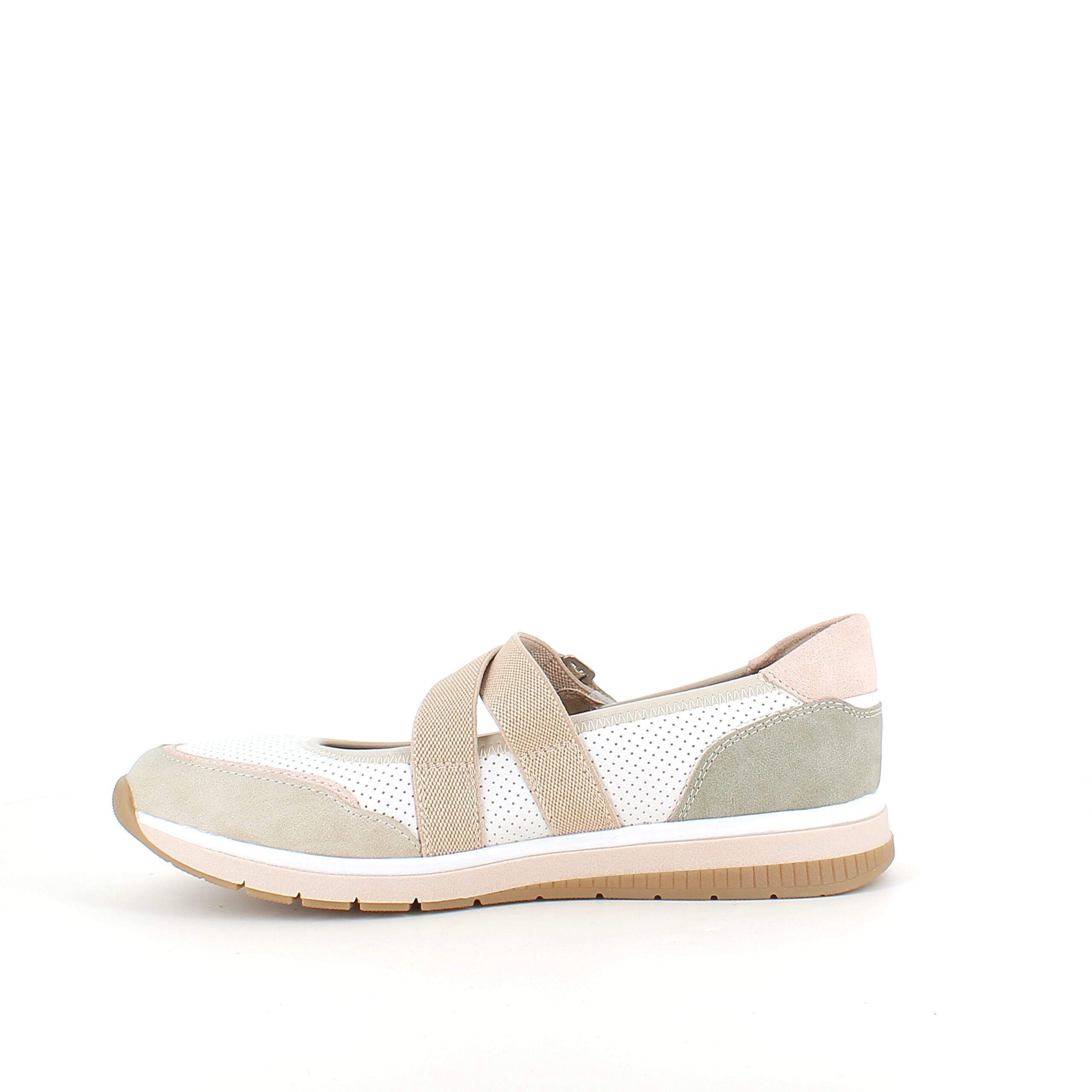 Relife ballerina sko med velcro – beige komfortsko med massageeffekt