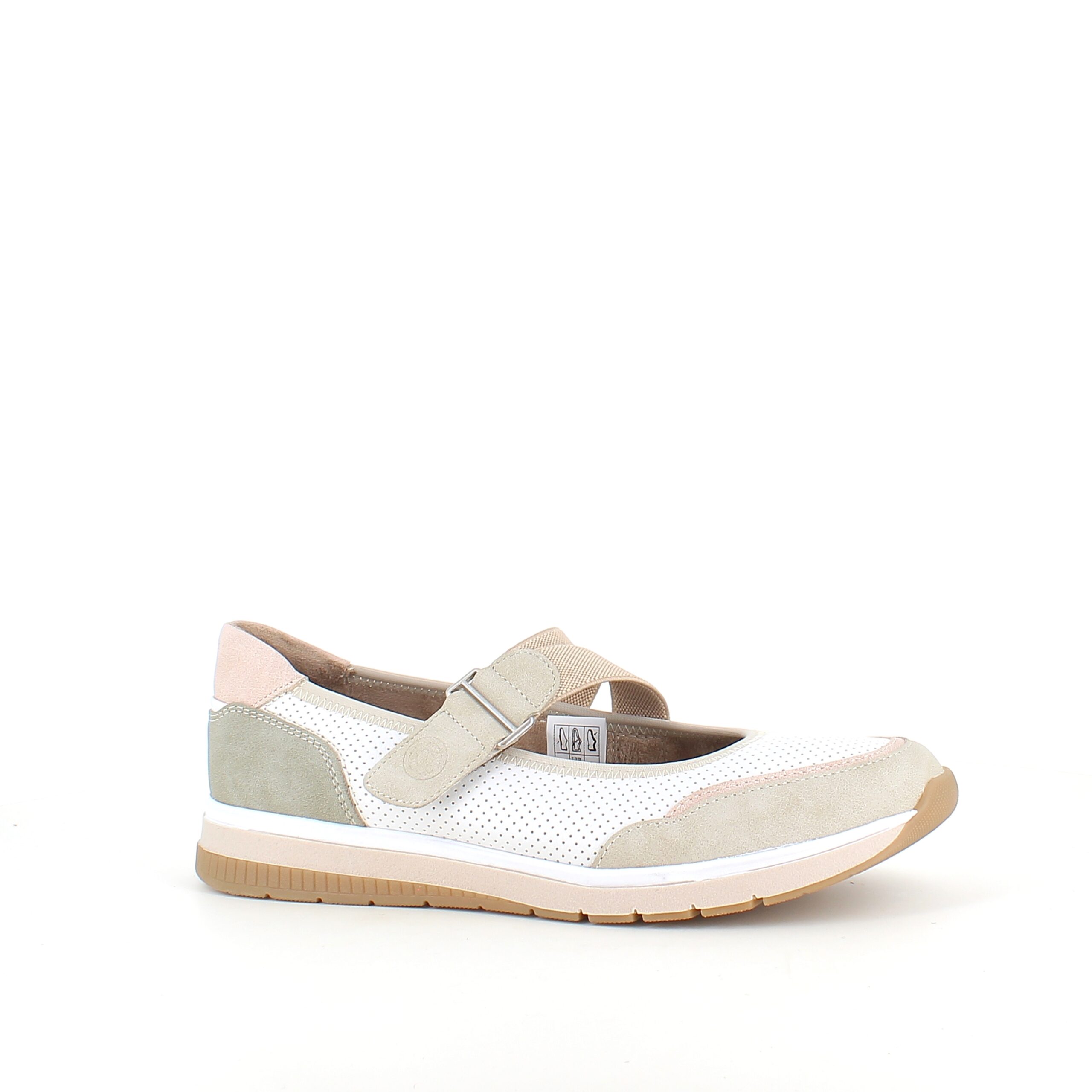 Relife ballerina sko med velcro – beige komfortsko med massageeffekt