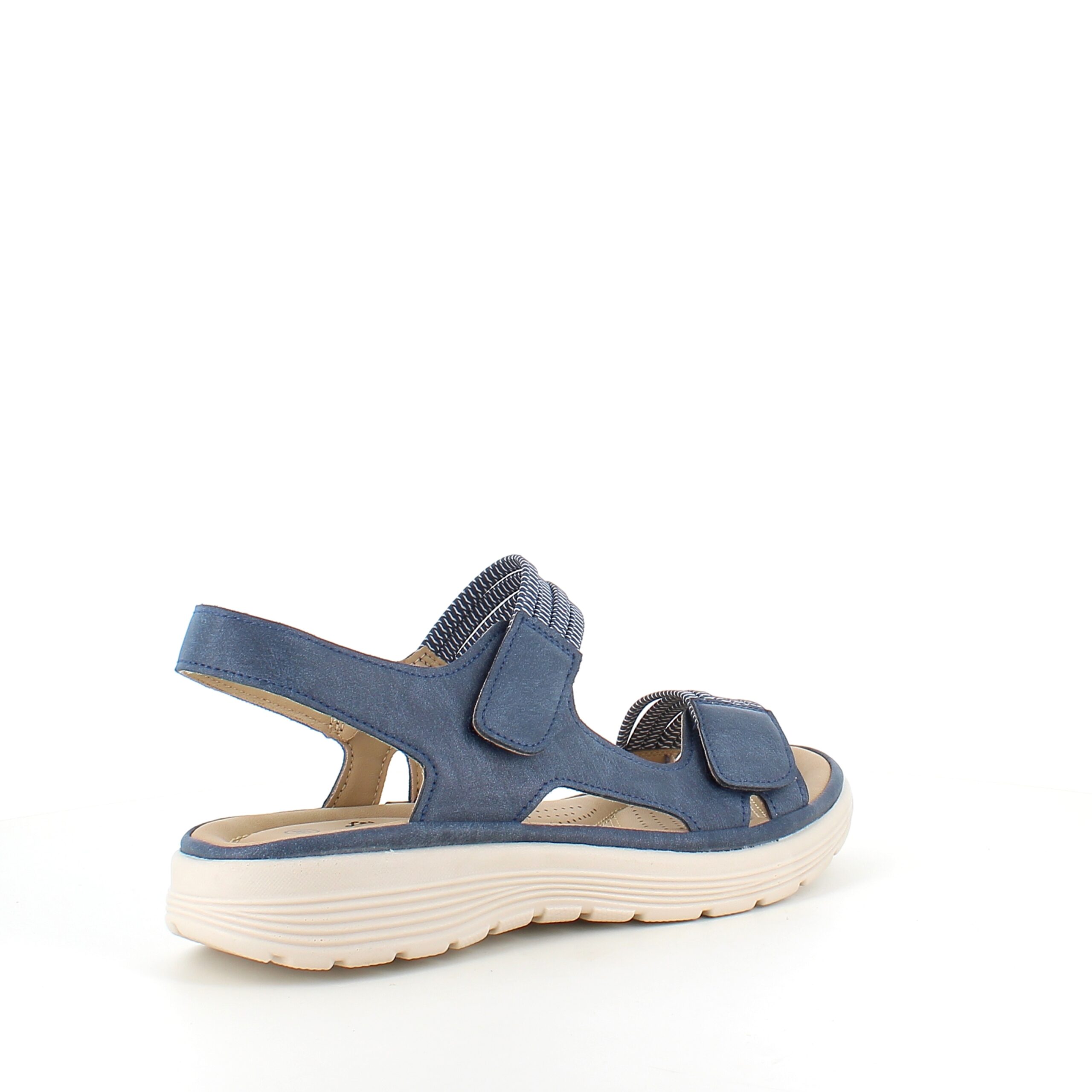 Navy komfortsandal med elastik og velcro – stilfuld støtte hele dagen