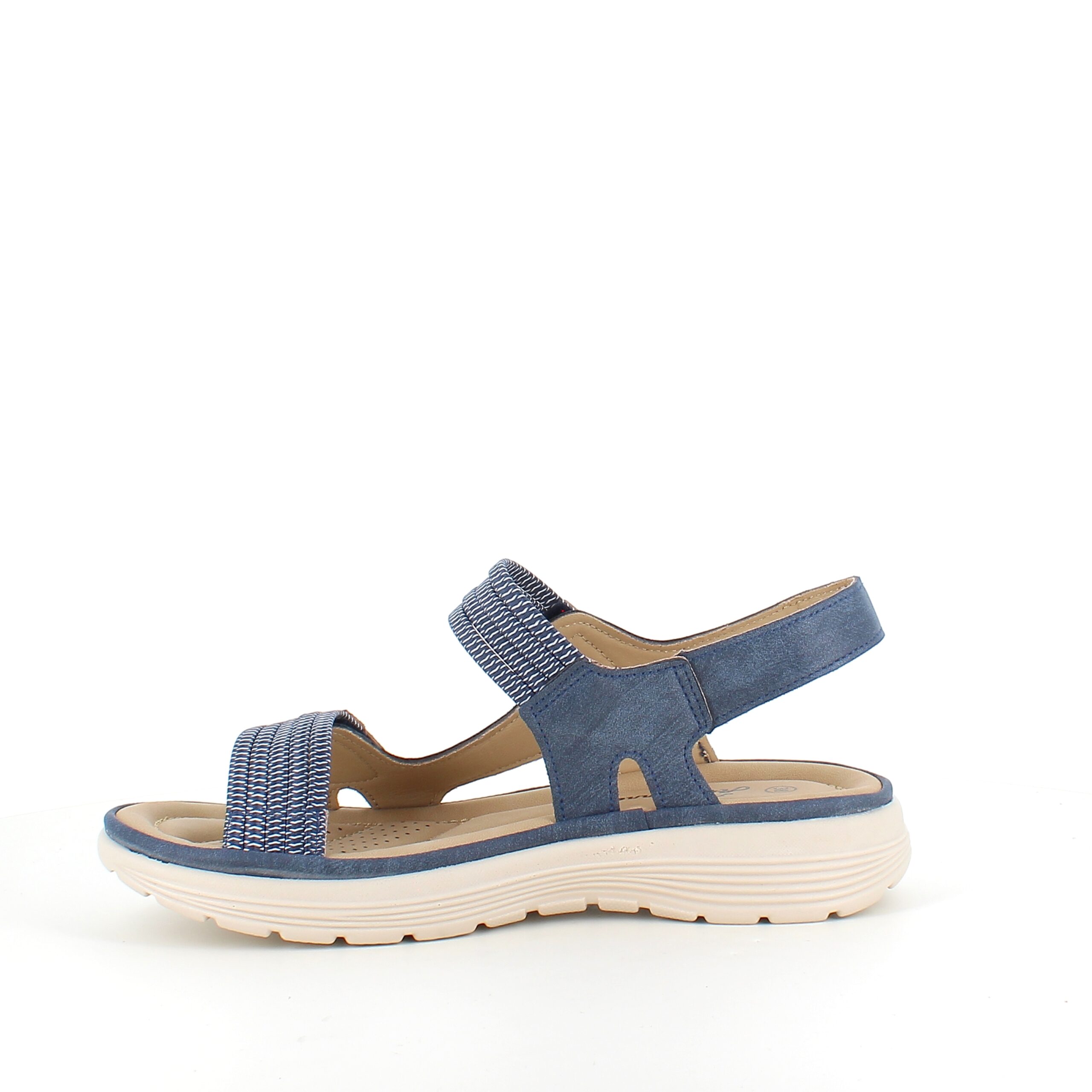 Navy komfortsandal med elastik og velcro – stilfuld støtte hele dagen