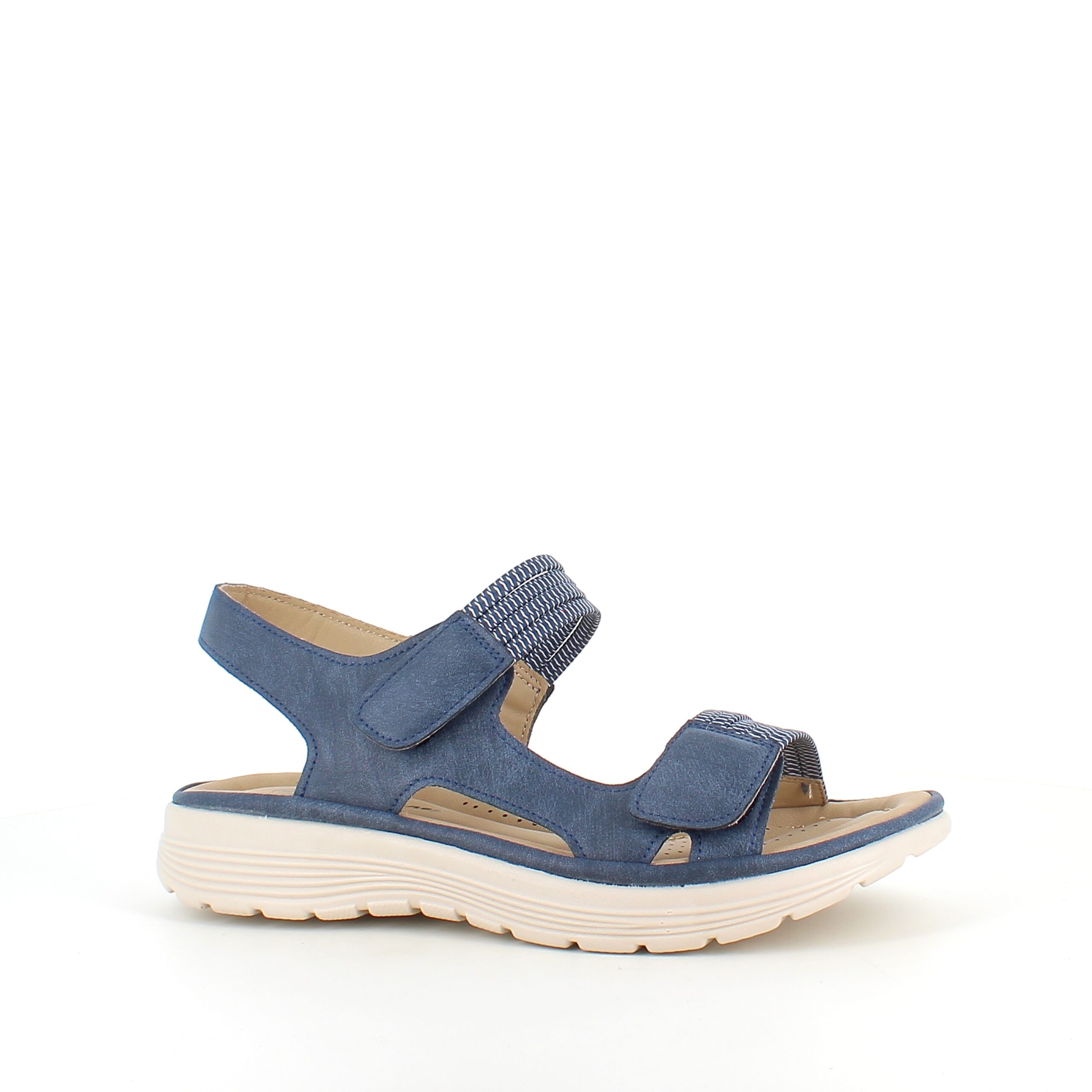 Navy komfortsandal med elastik og velcro – stilfuld støtte hele dagen