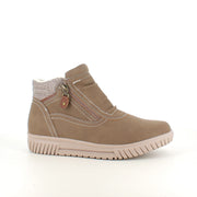 Kort foret vinterstøvle i taupe med dobbelt lynlås