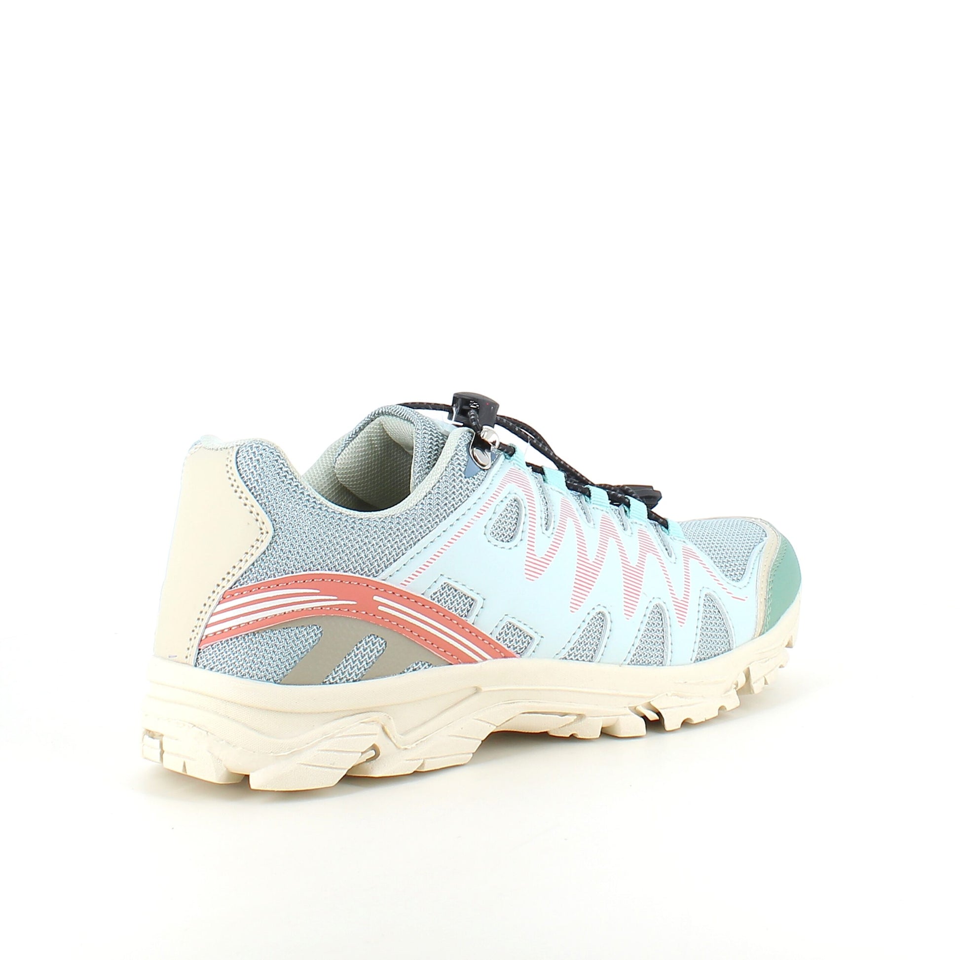 Fleksible blå sneakers med elastiksnørebånd.