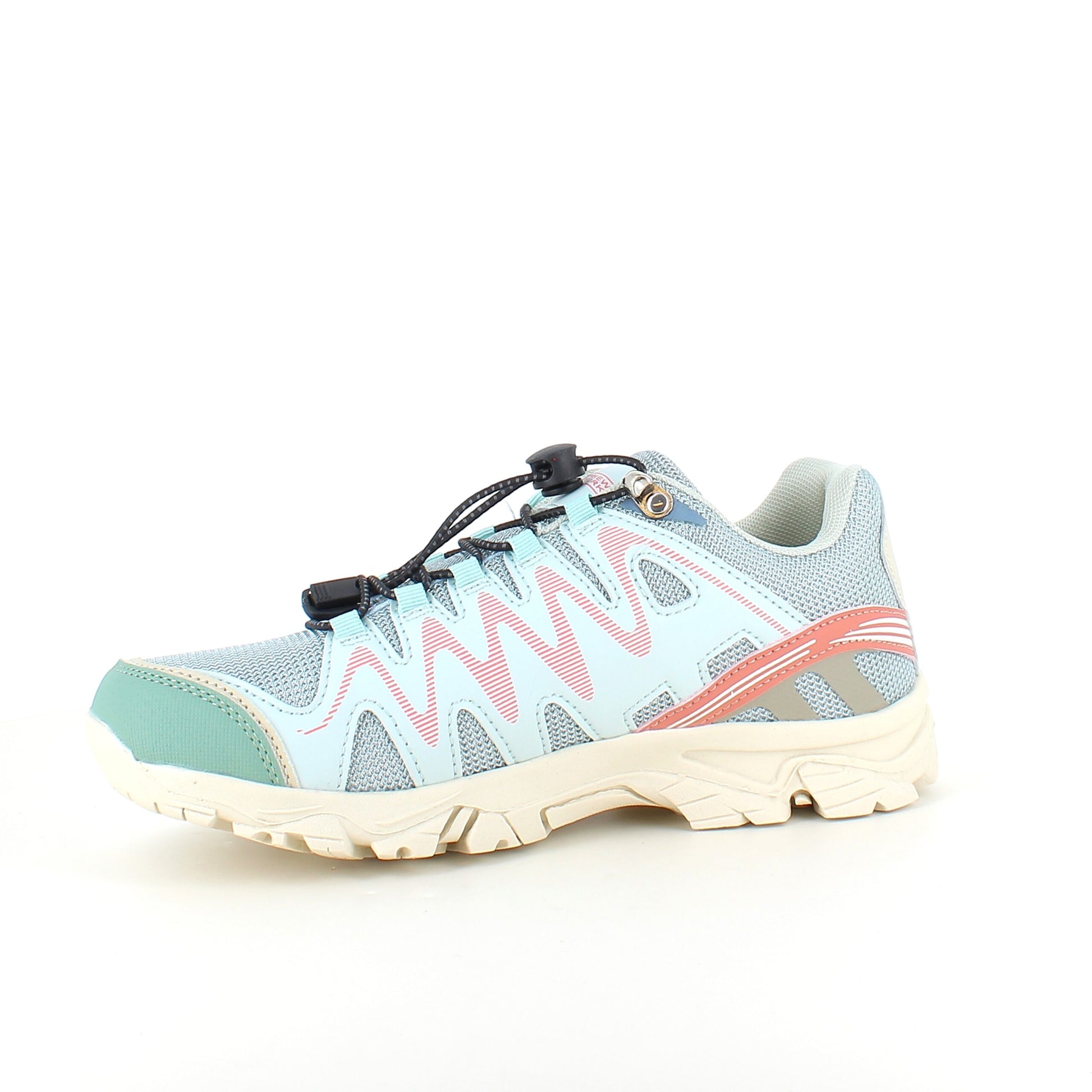 Fleksible blå sneakers med elastiksnørebånd.
