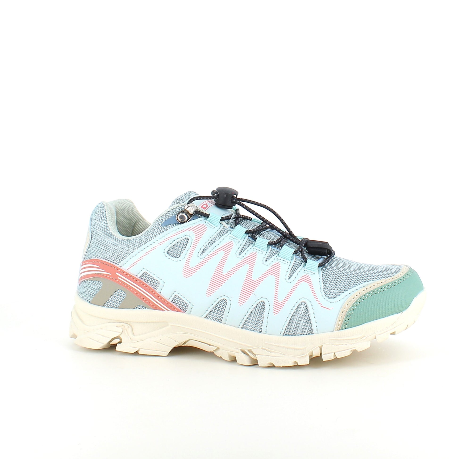 Fleksible blå sneakers med elastiksnørebånd.