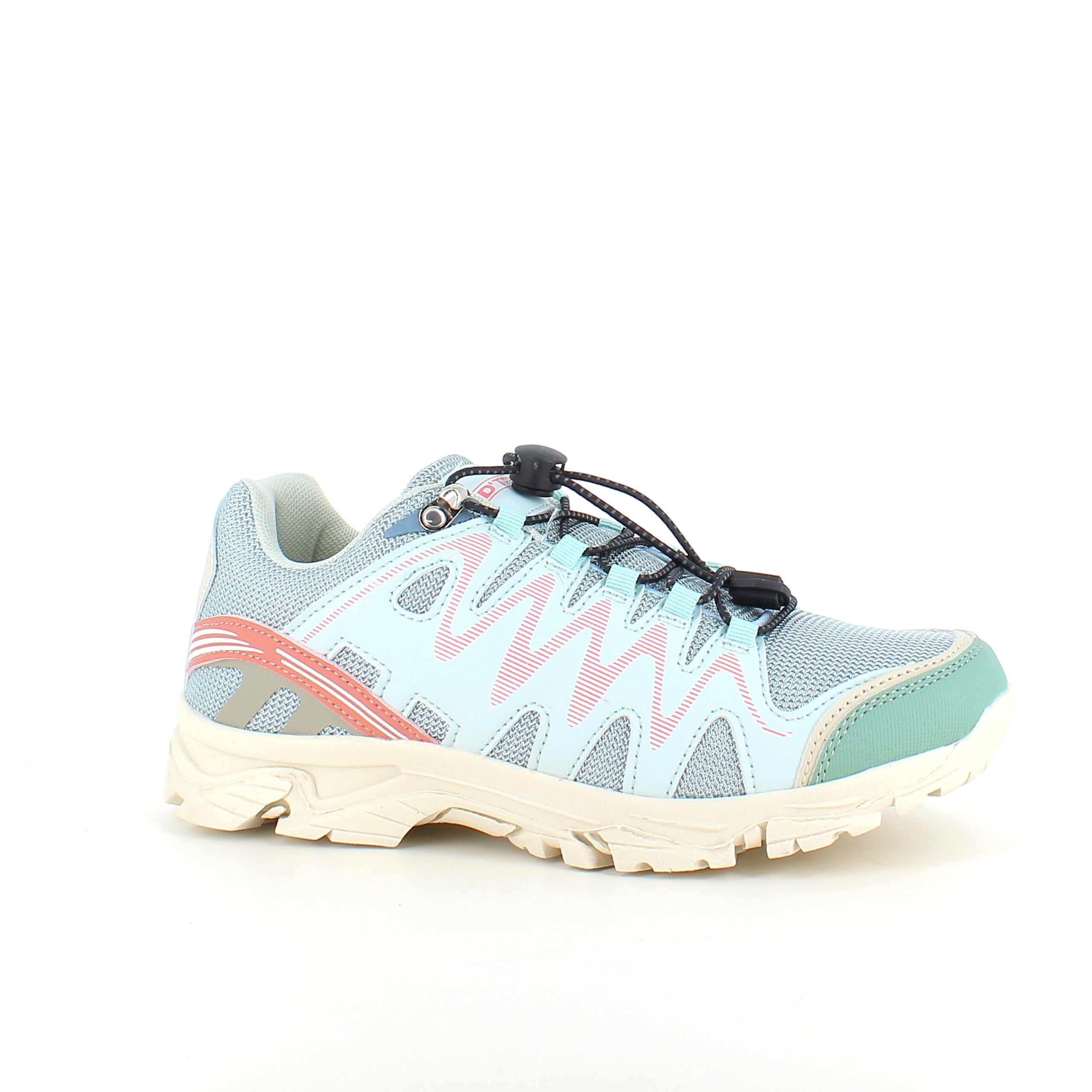 Fleksible blå sneakers med elastiksnørebånd.