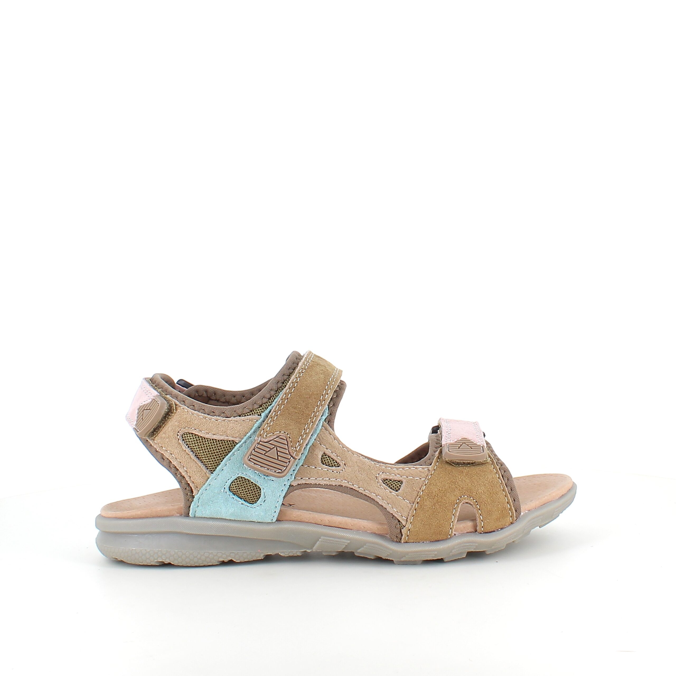 Farverig sporty sandal med velcro i pastelnuancer – ergonomisk komfort & feminin stil