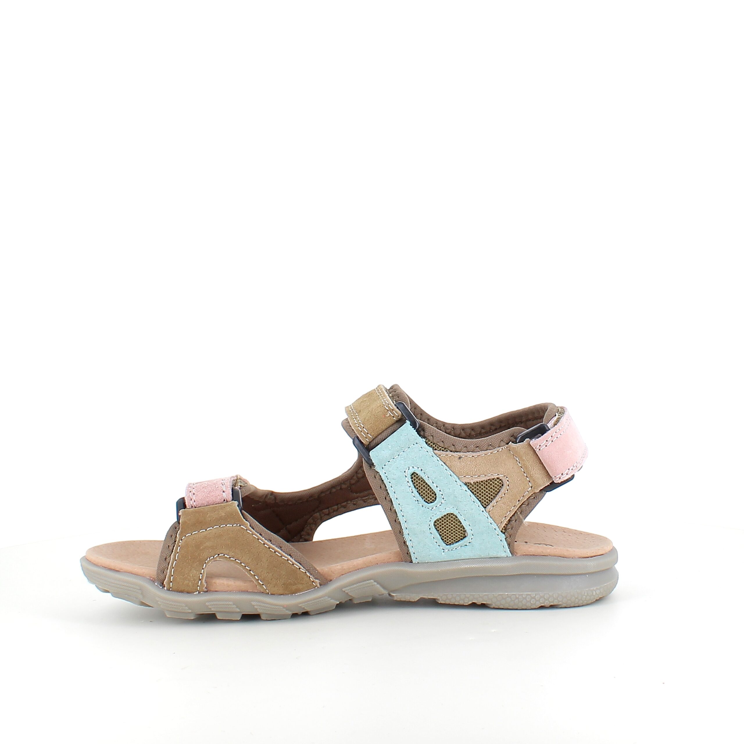 Farverig sporty sandal med velcro i pastelnuancer – ergonomisk komfort & feminin stil