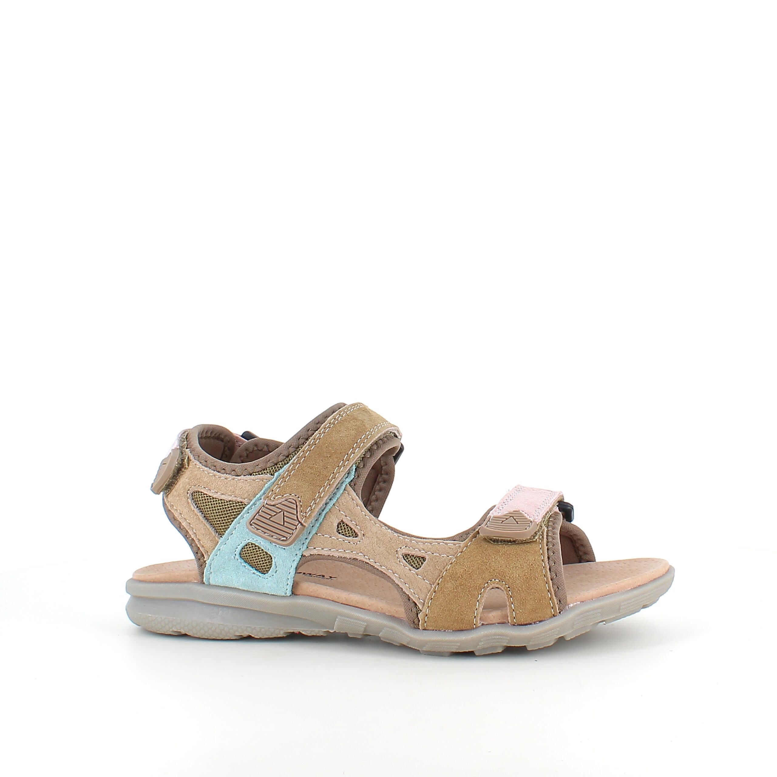 Farverig sporty sandal med velcro i pastelnuancer – ergonomisk komfort & feminin stil