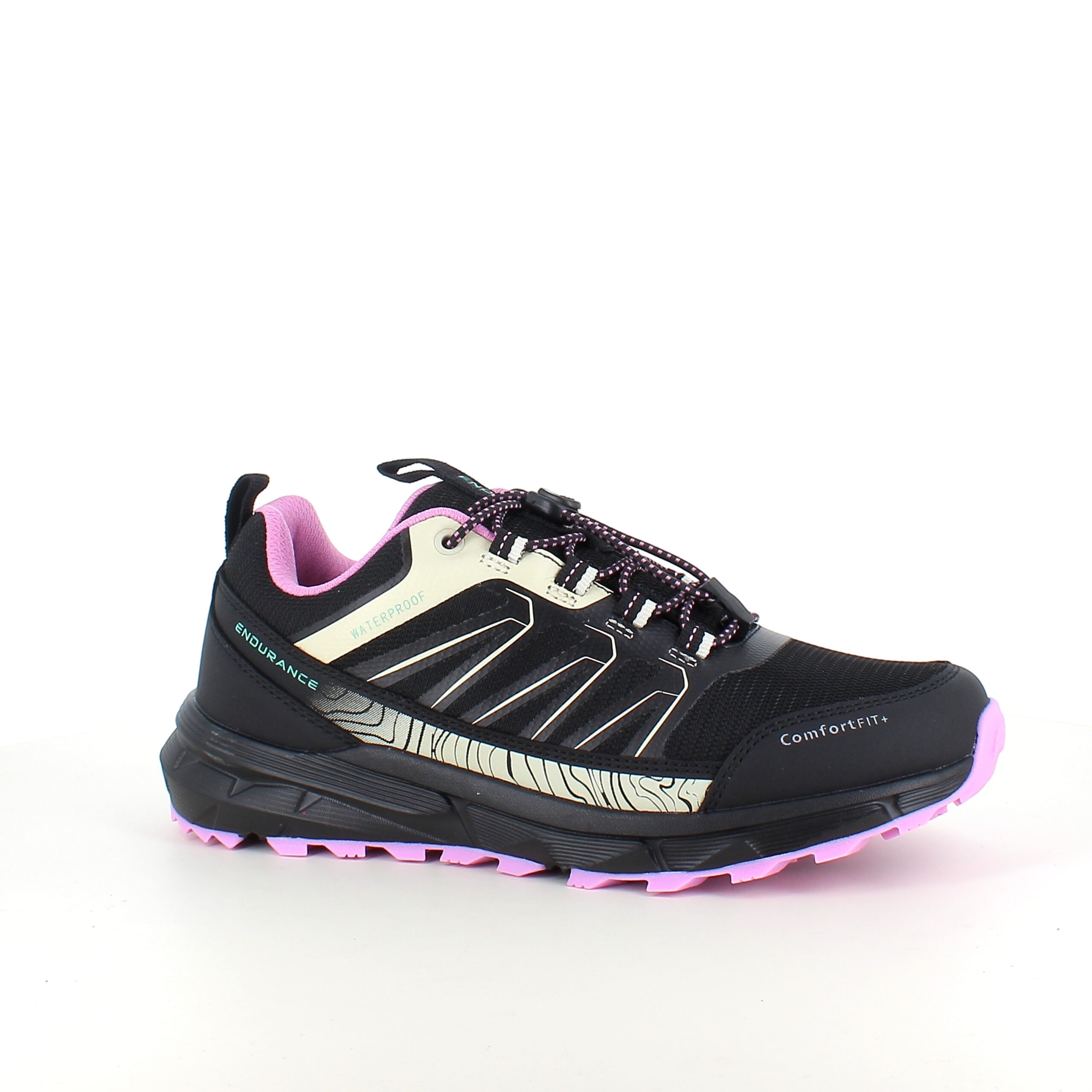 Endurance vandtæt sko i sort med stødabsorberende sål