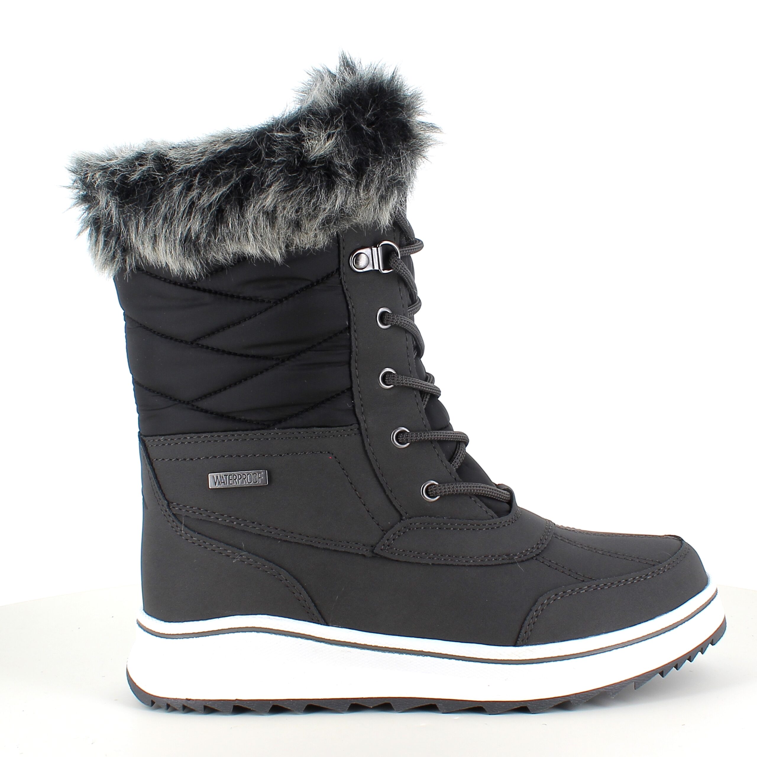 Sort vandtæt vinterstøvle fra Mols med pels kant
