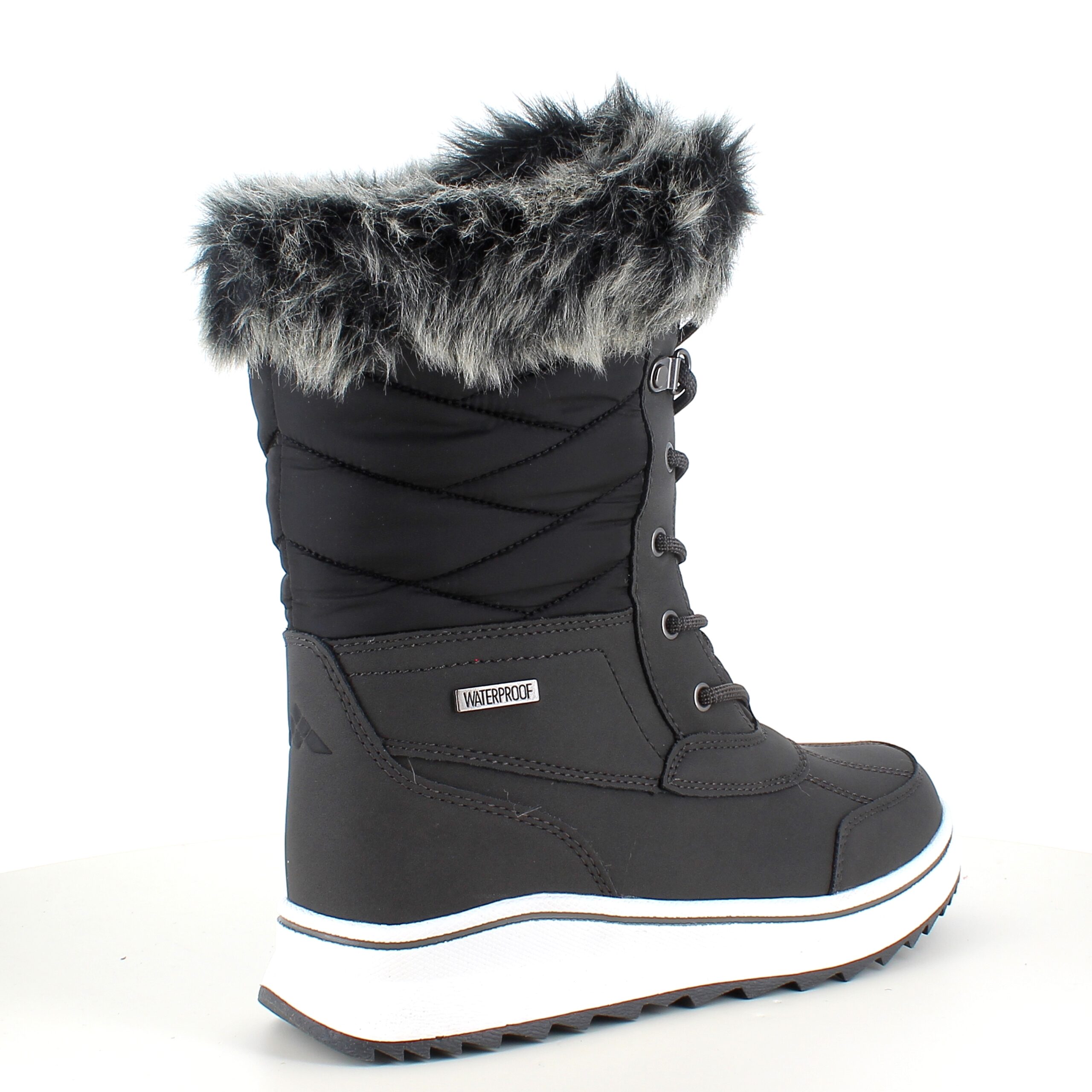 Sort vandtæt vinterstøvle fra Mols med pels kant