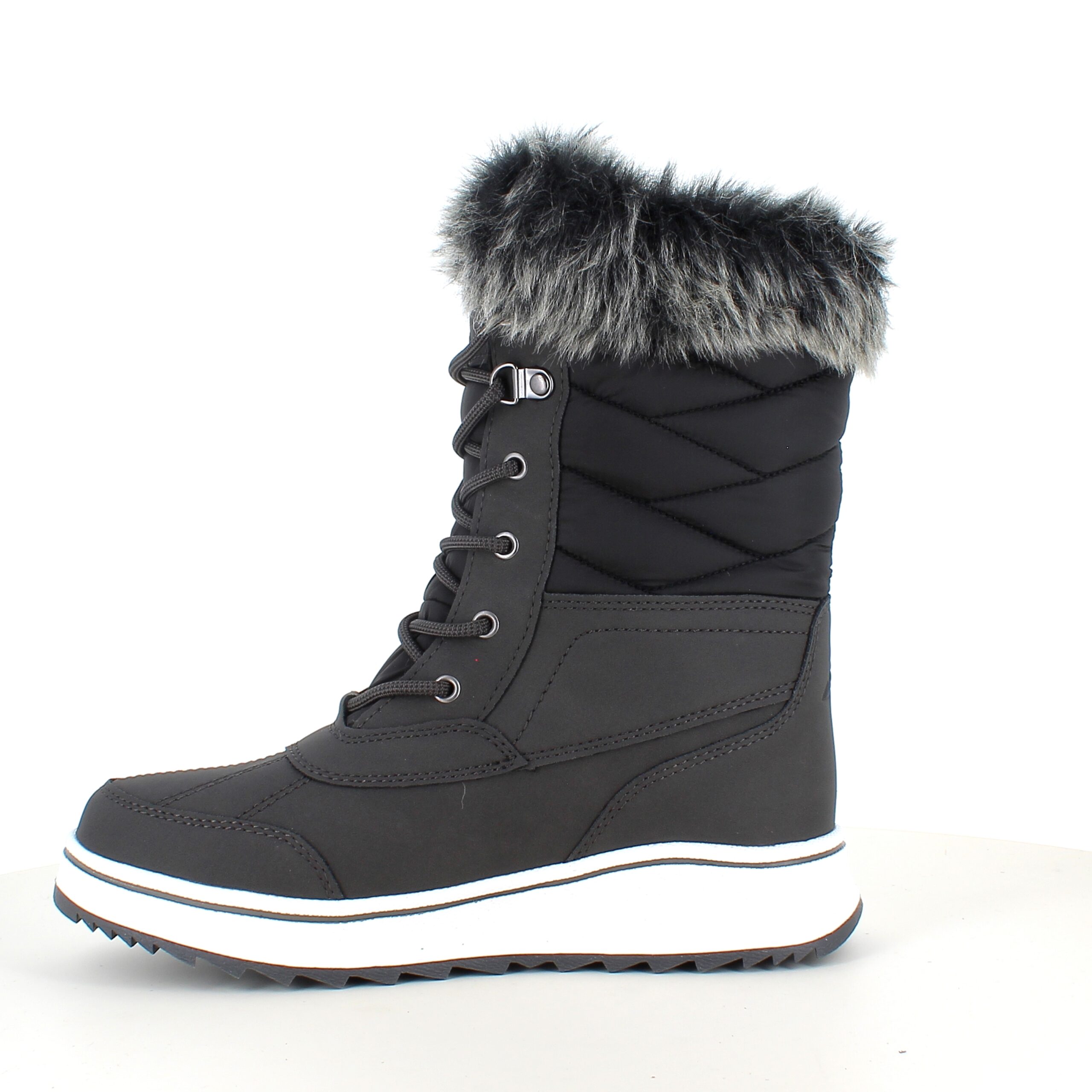 Sort vandtæt vinterstøvle fra Mols med pels kant