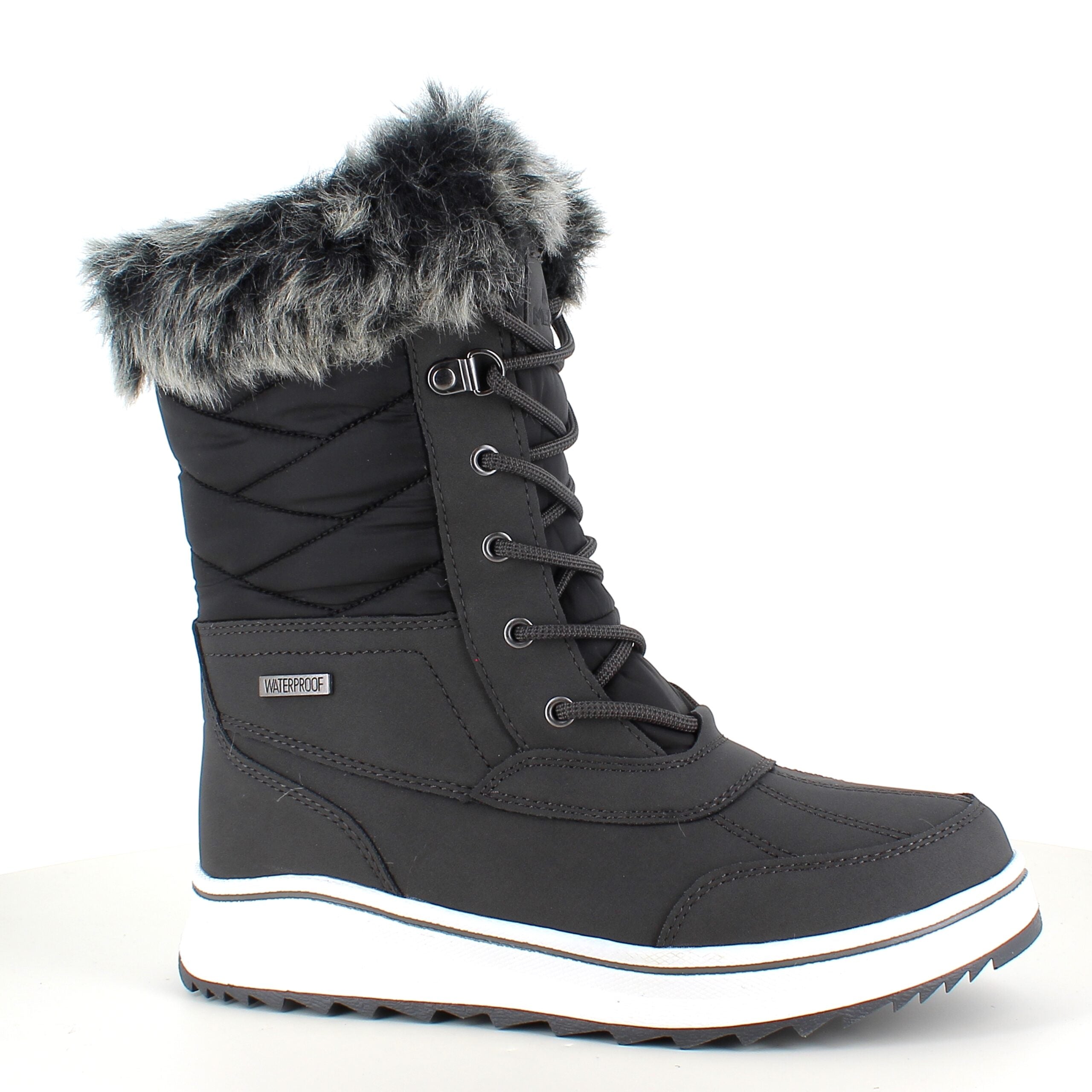 Sort vandtæt vinterstøvle fra Mols med pels kant