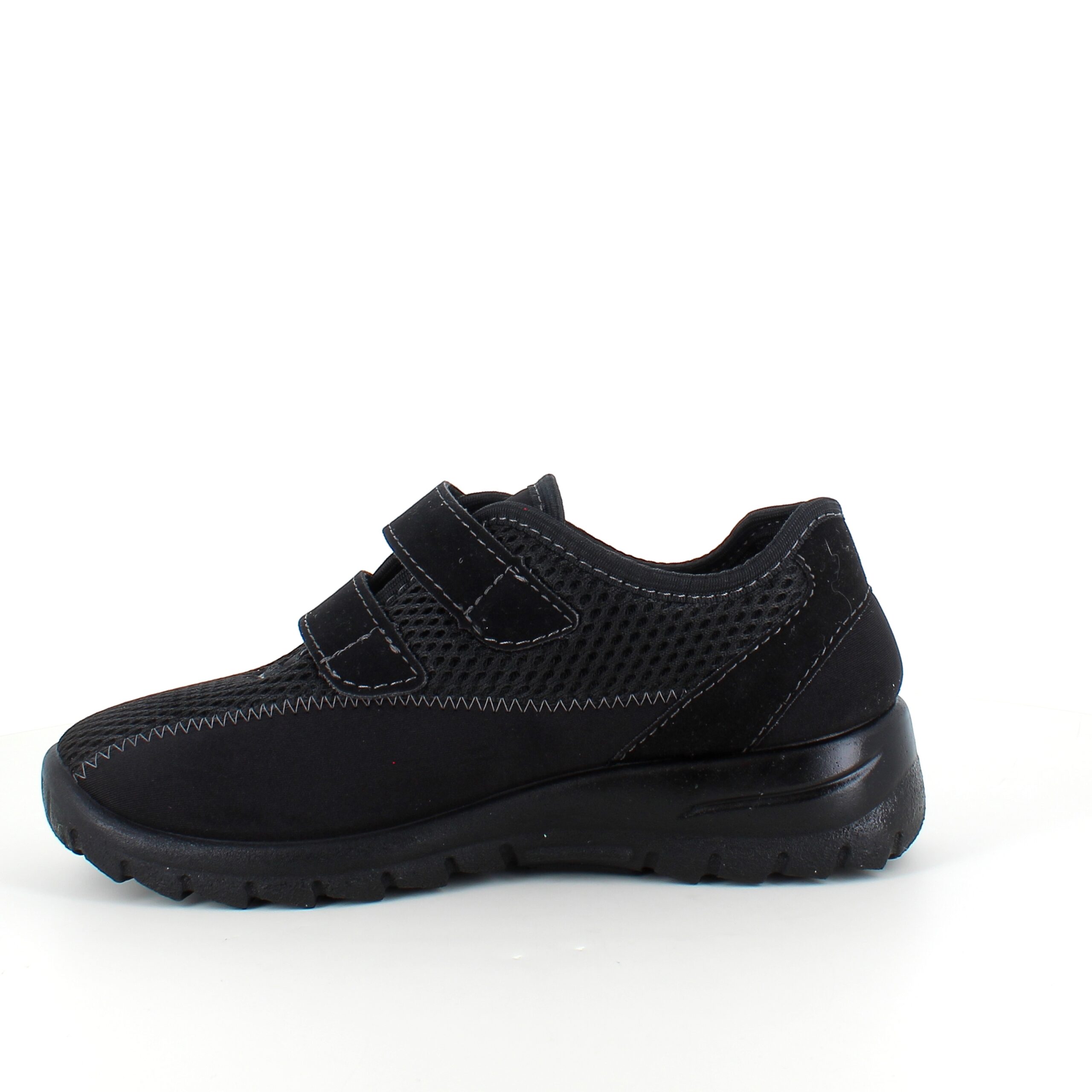 Sort ortopædisk sko med ekstra bred pasform, velcro & udtagelig memory-skum sål