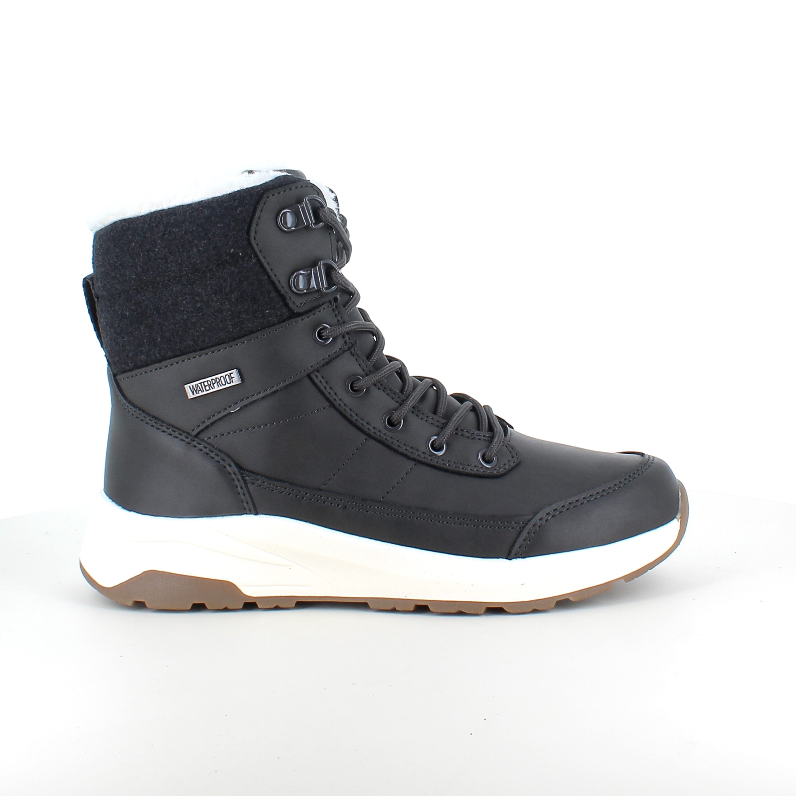 Vandtæt, sort vinterstøvle med fleece for