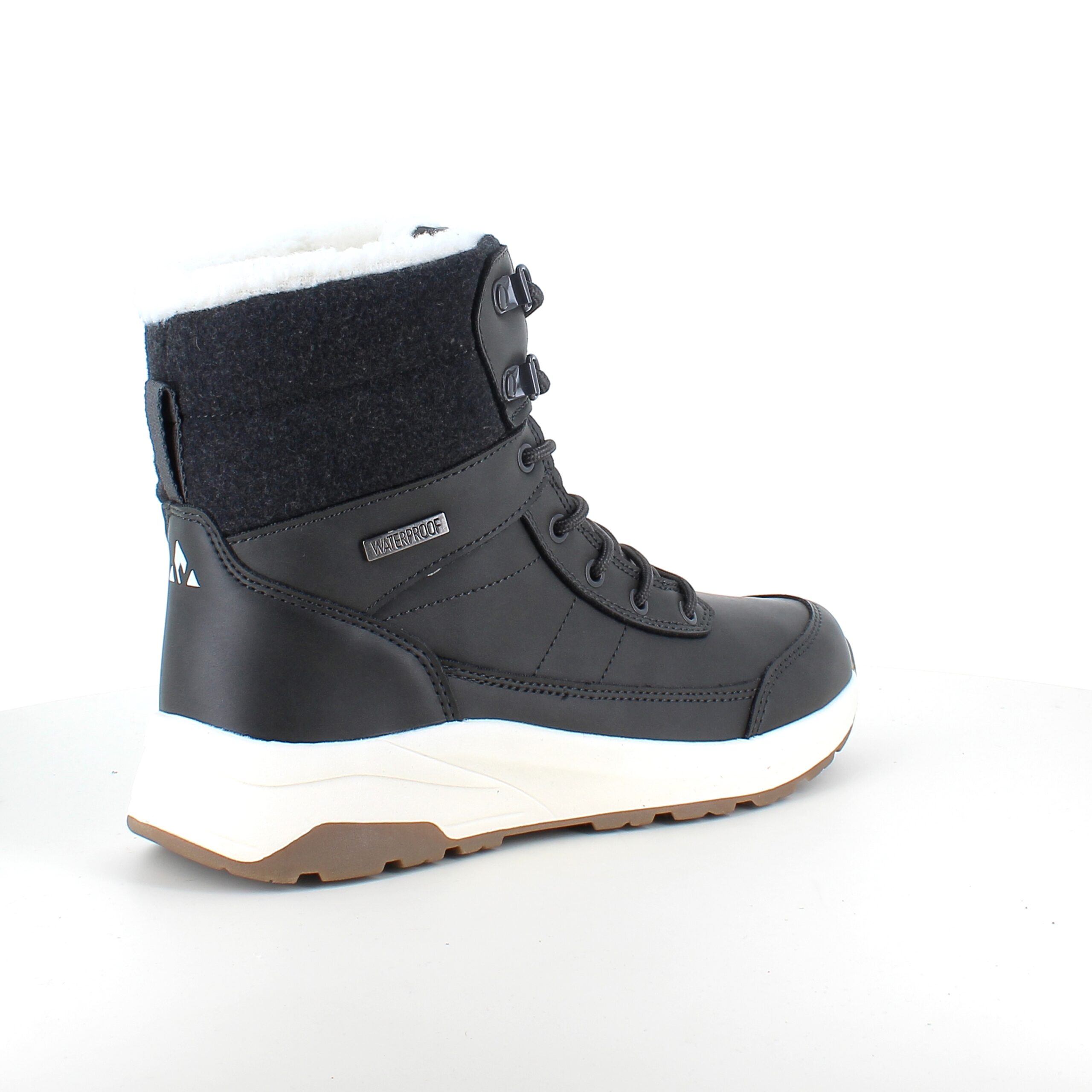 Vandtæt, sort vinterstøvle med fleece for