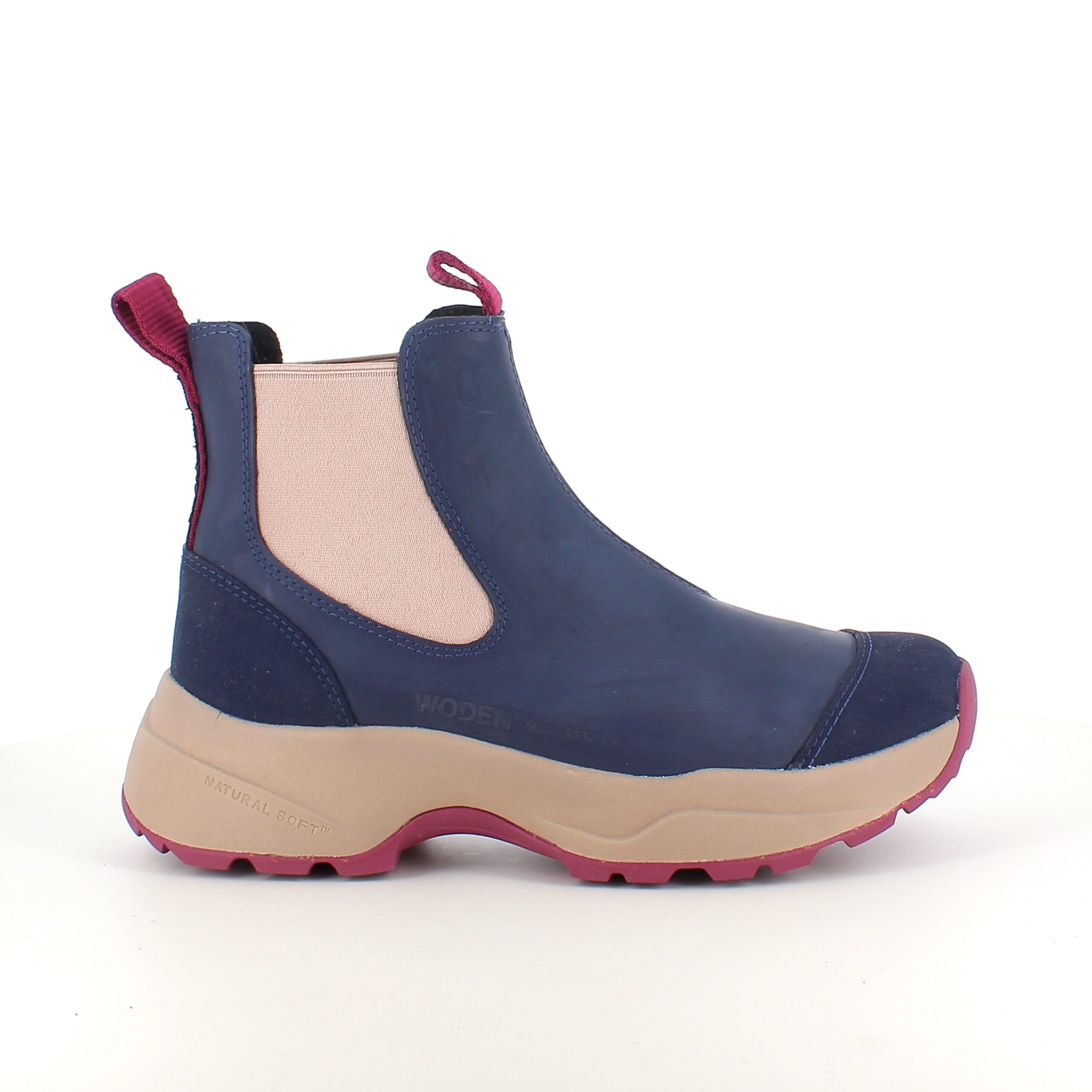 Blå Woden gummistøvle med svangstøtte
