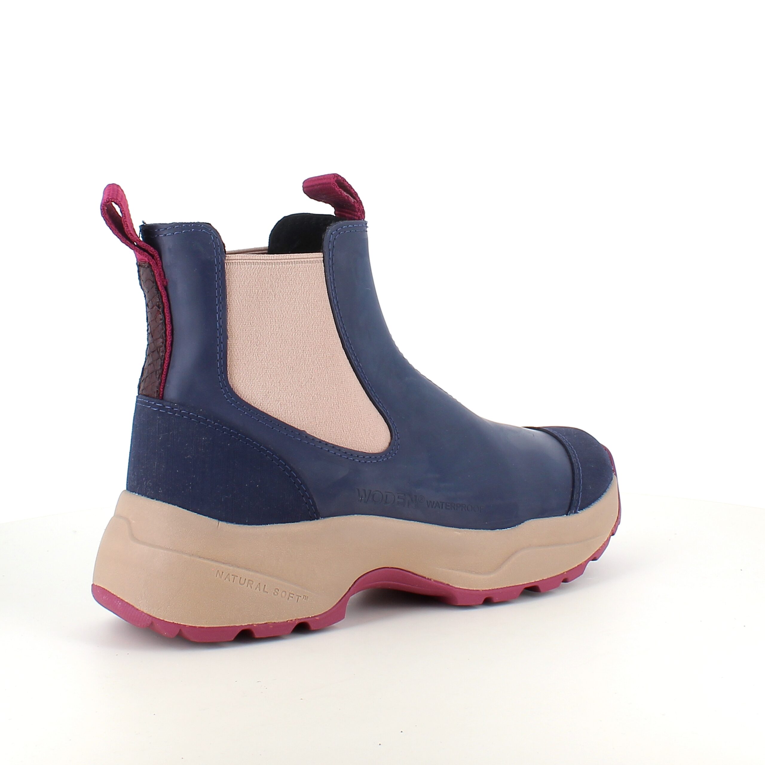 Blå Woden gummistøvle med svangstøtte
