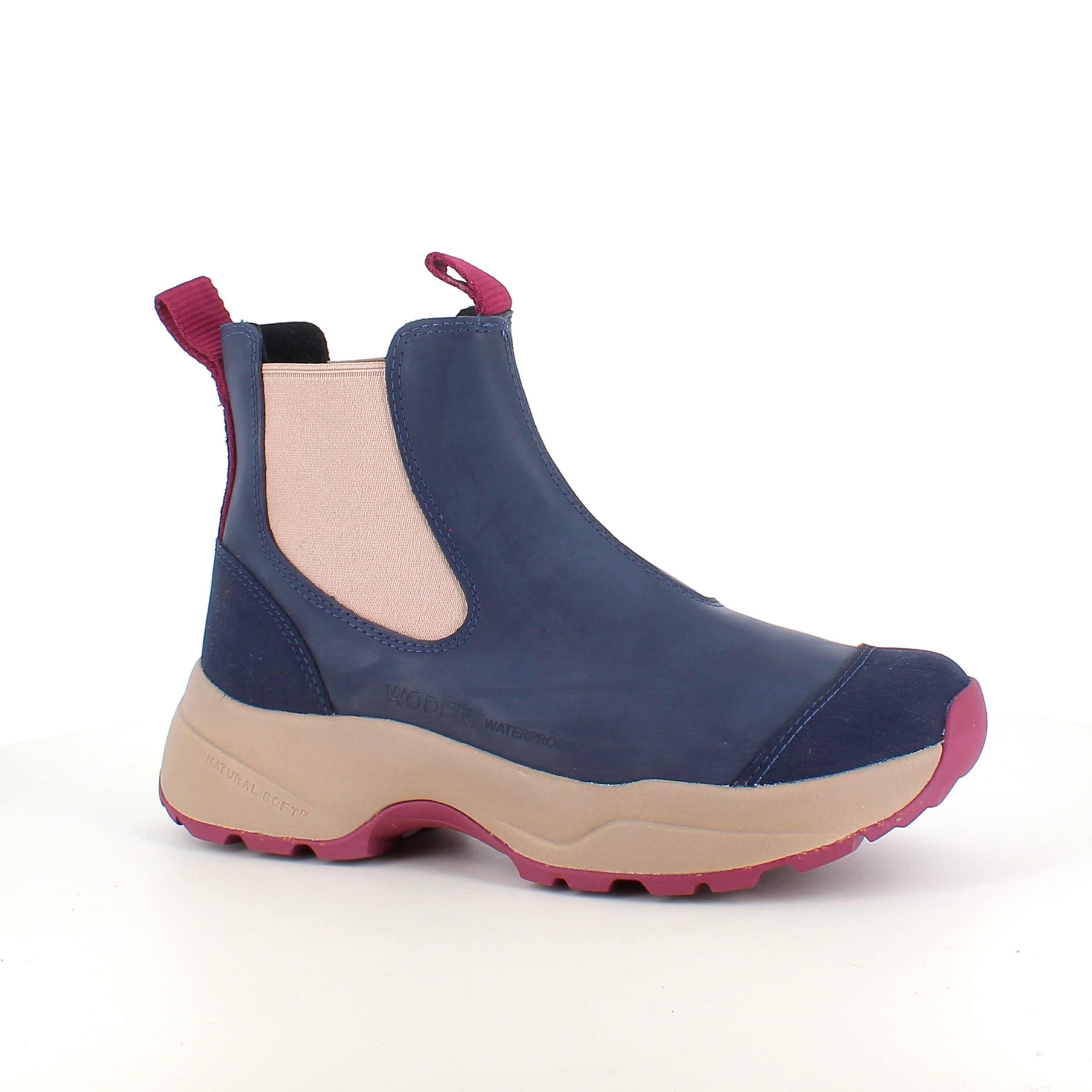 Blå Woden gummistøvle med svangstøtte