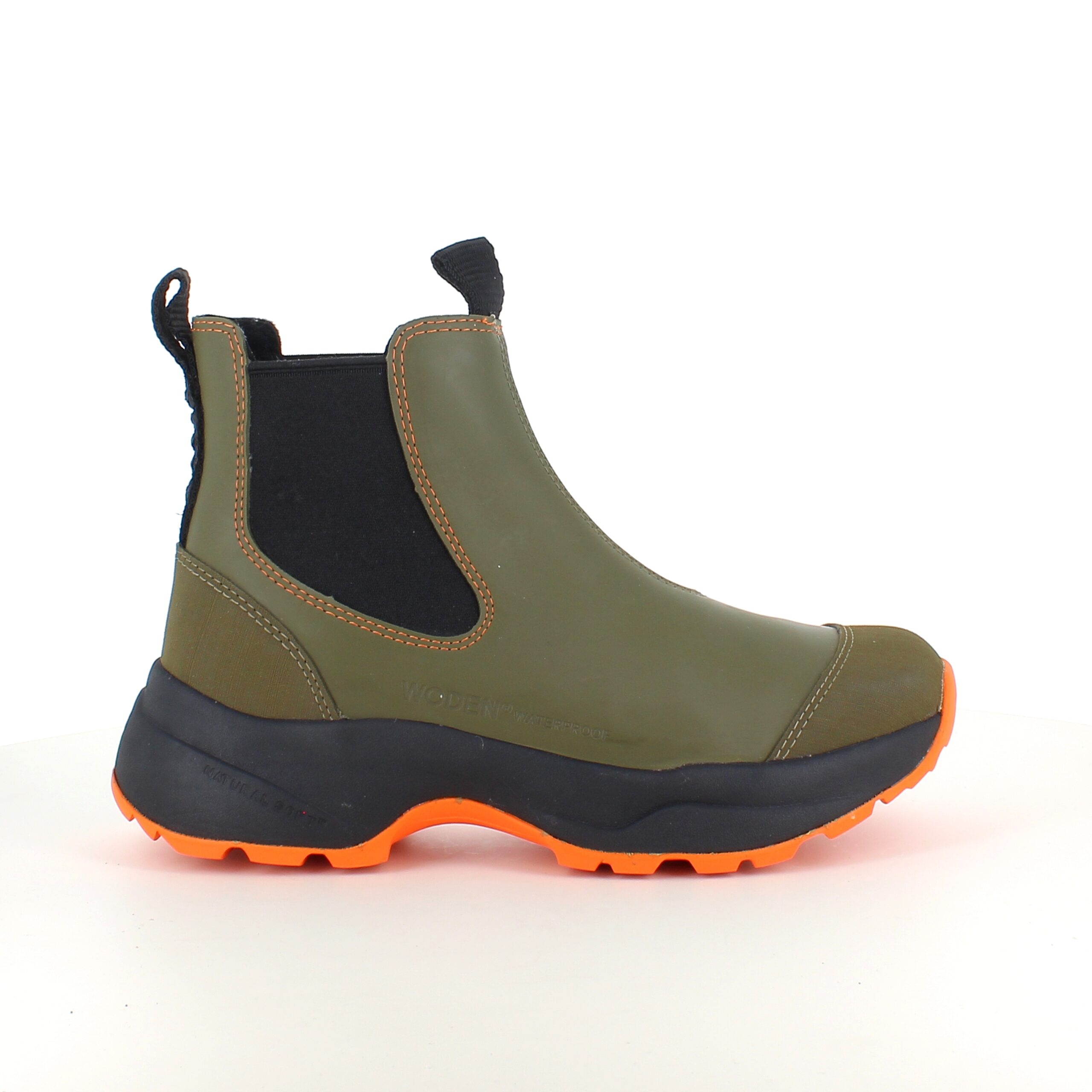 Grøn Woden gummistøvle med svangstøtte