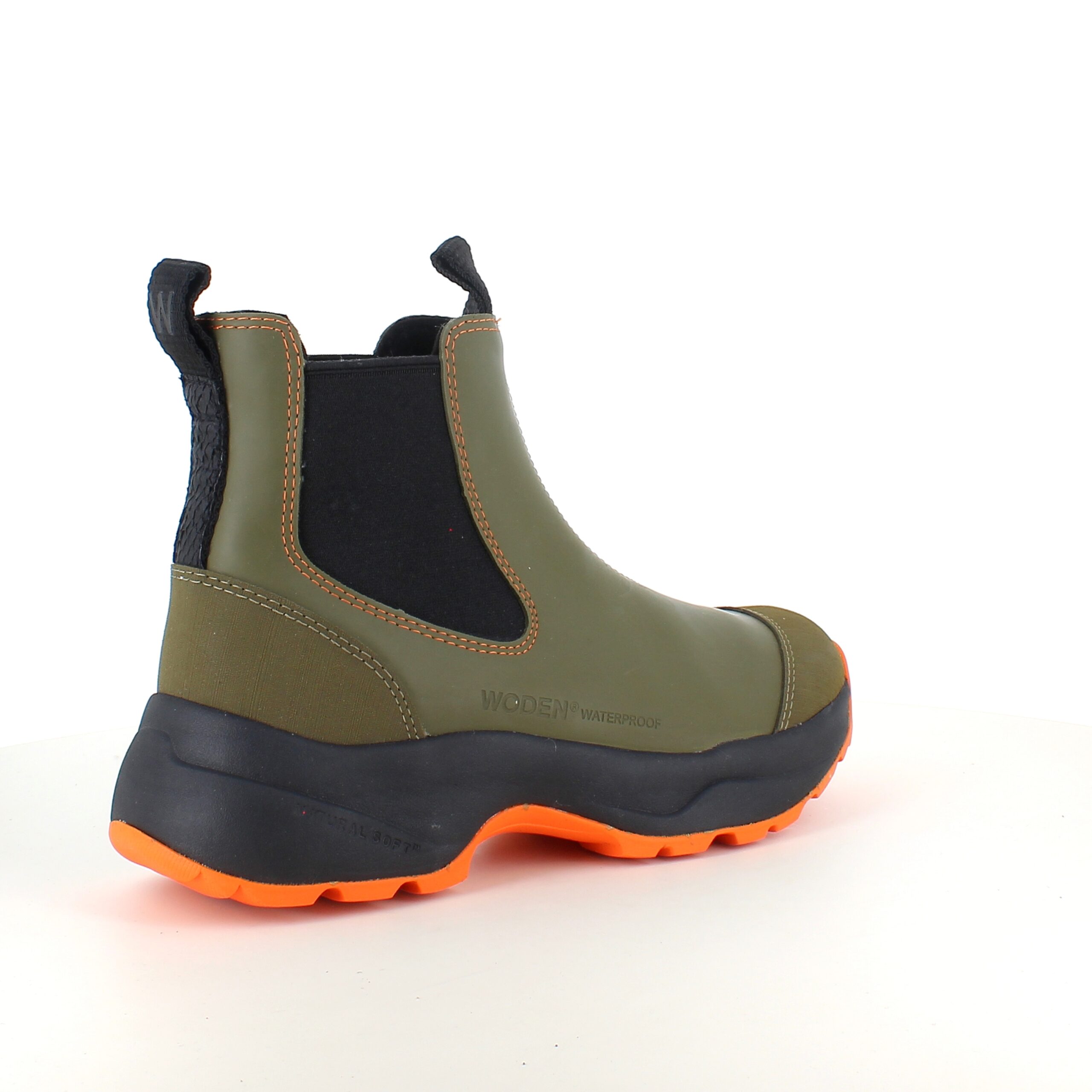 Grøn Woden gummistøvle med svangstøtte