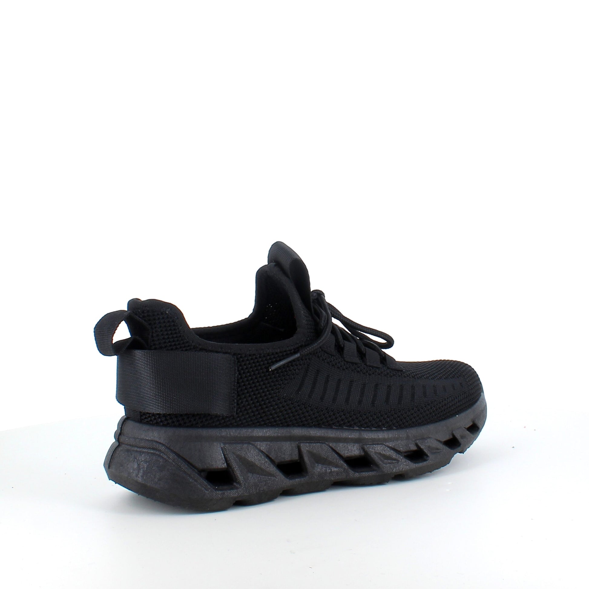 Sorte slip-on sko med strikoverdel