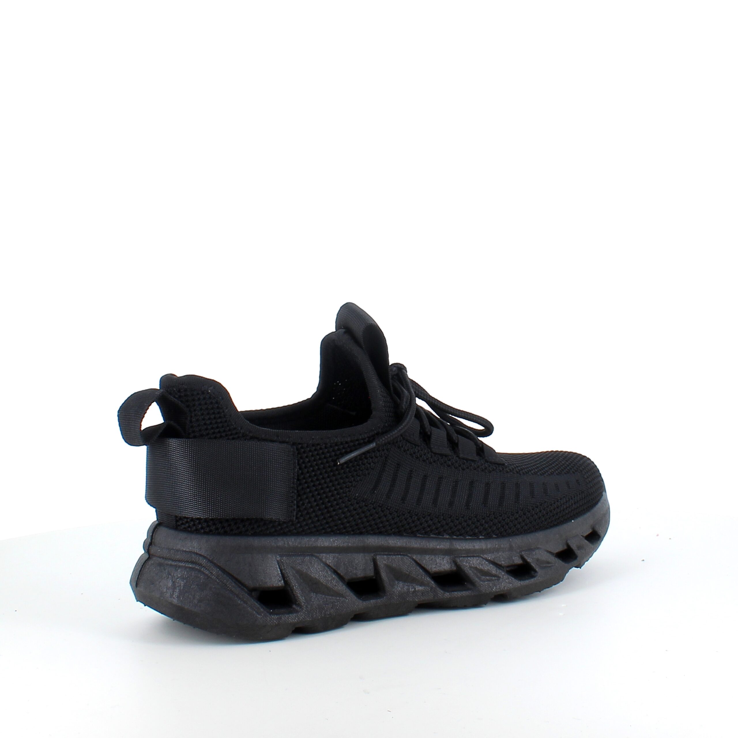 Sorte slip-on sko med strikoverdel