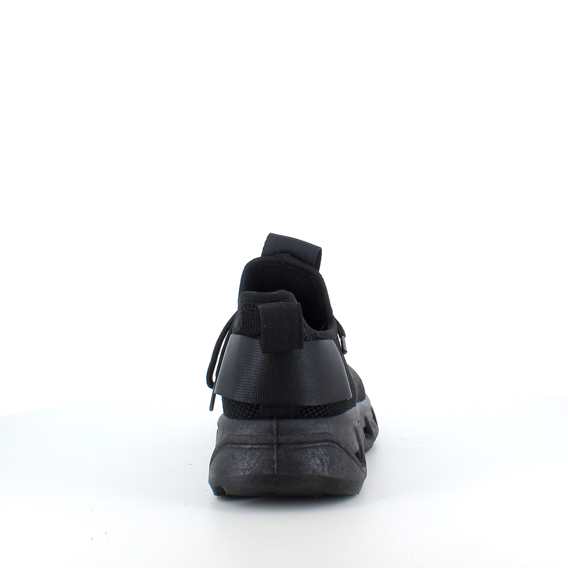 Sorte slip-on sko med strikoverdel