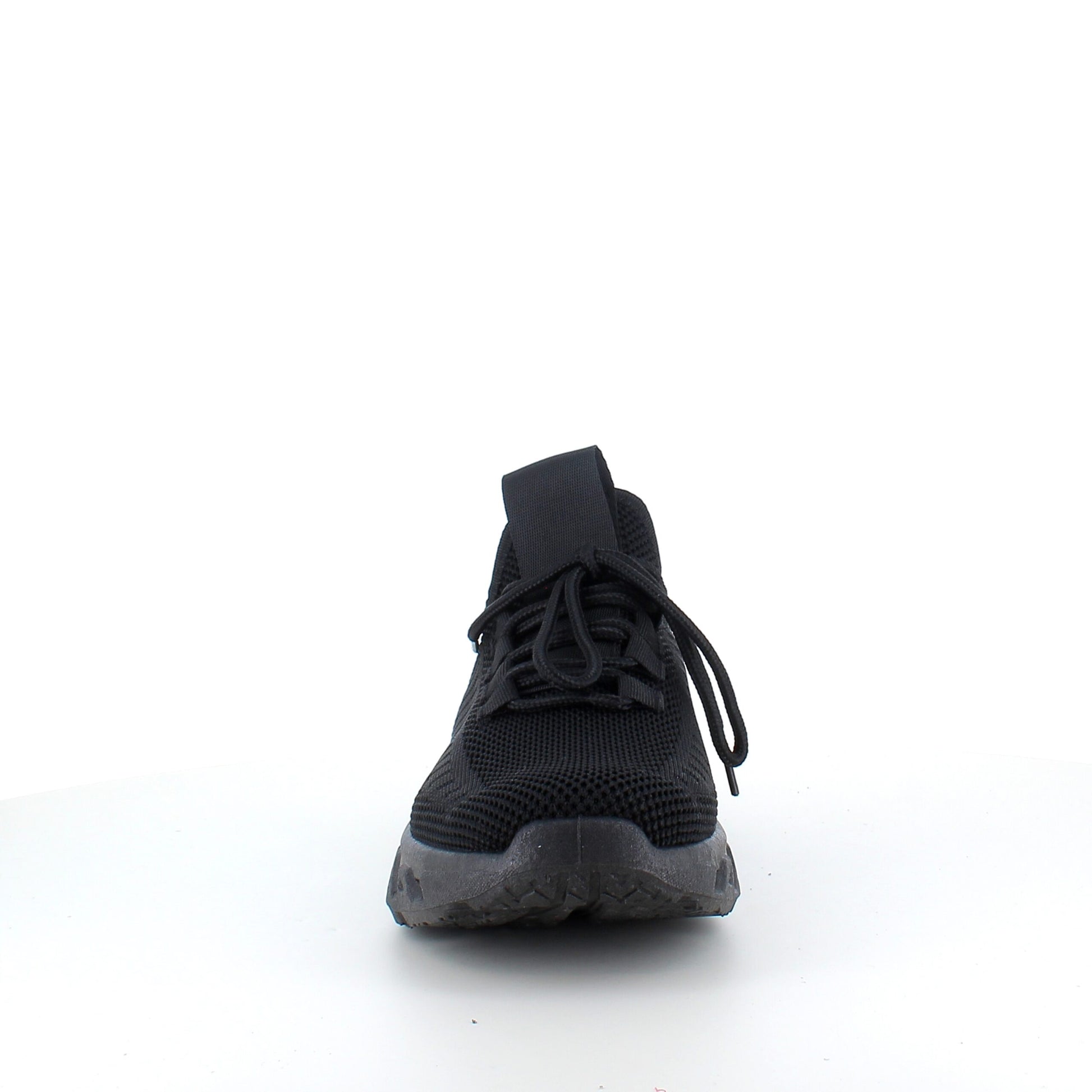 Sorte slip-on sko med strikoverdel