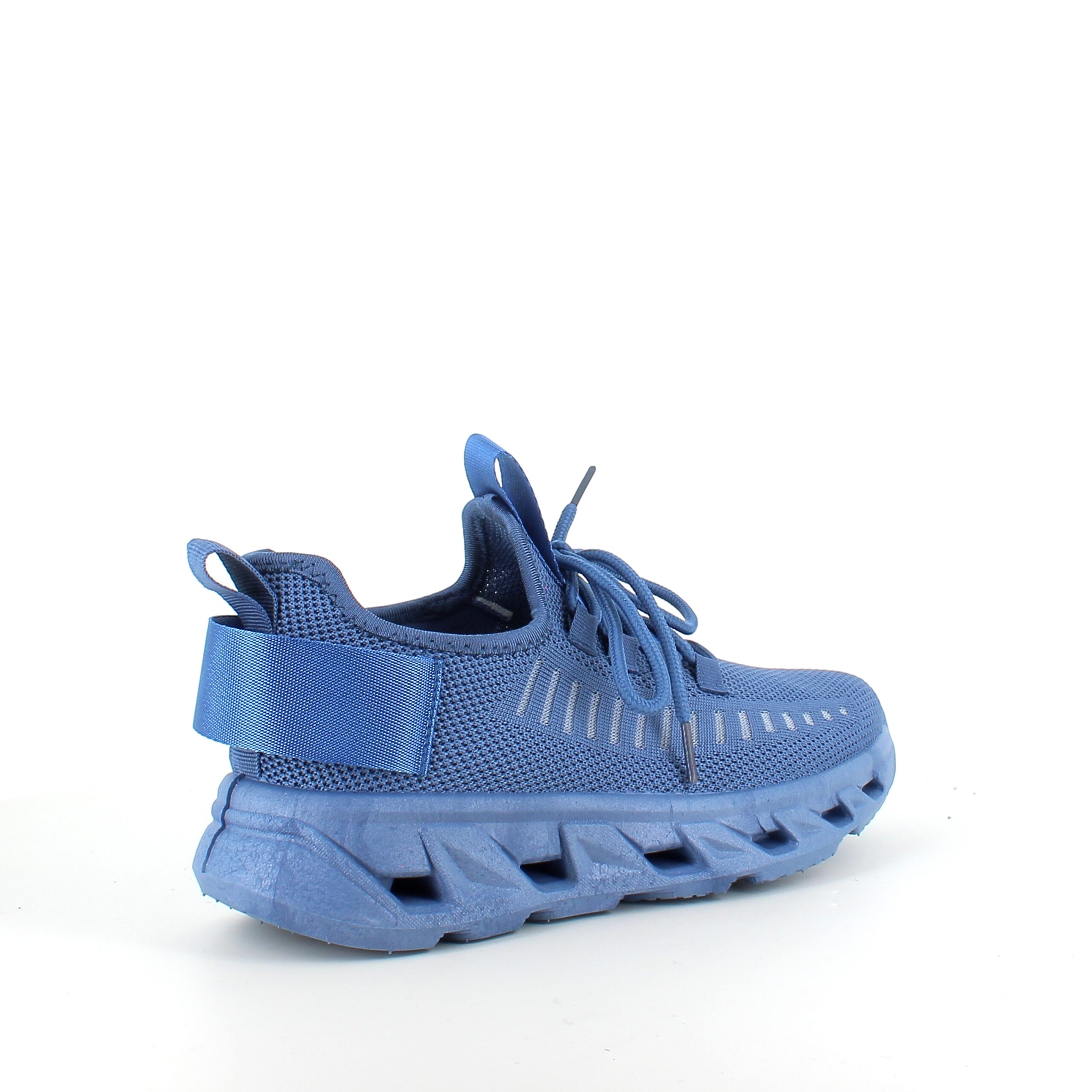 Blå slip-on sko med strikoverdel