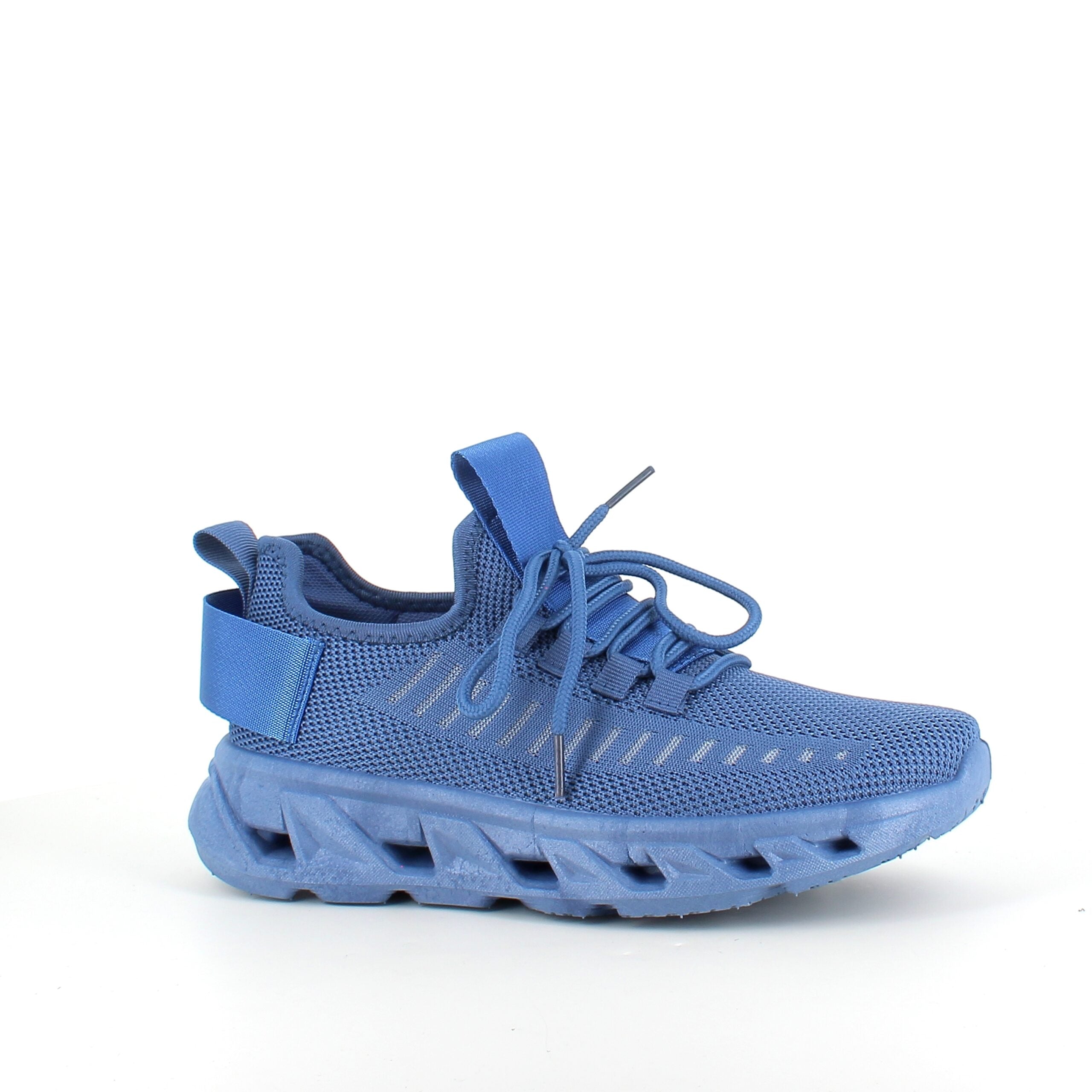 Blå slip-on sko med strikoverdel