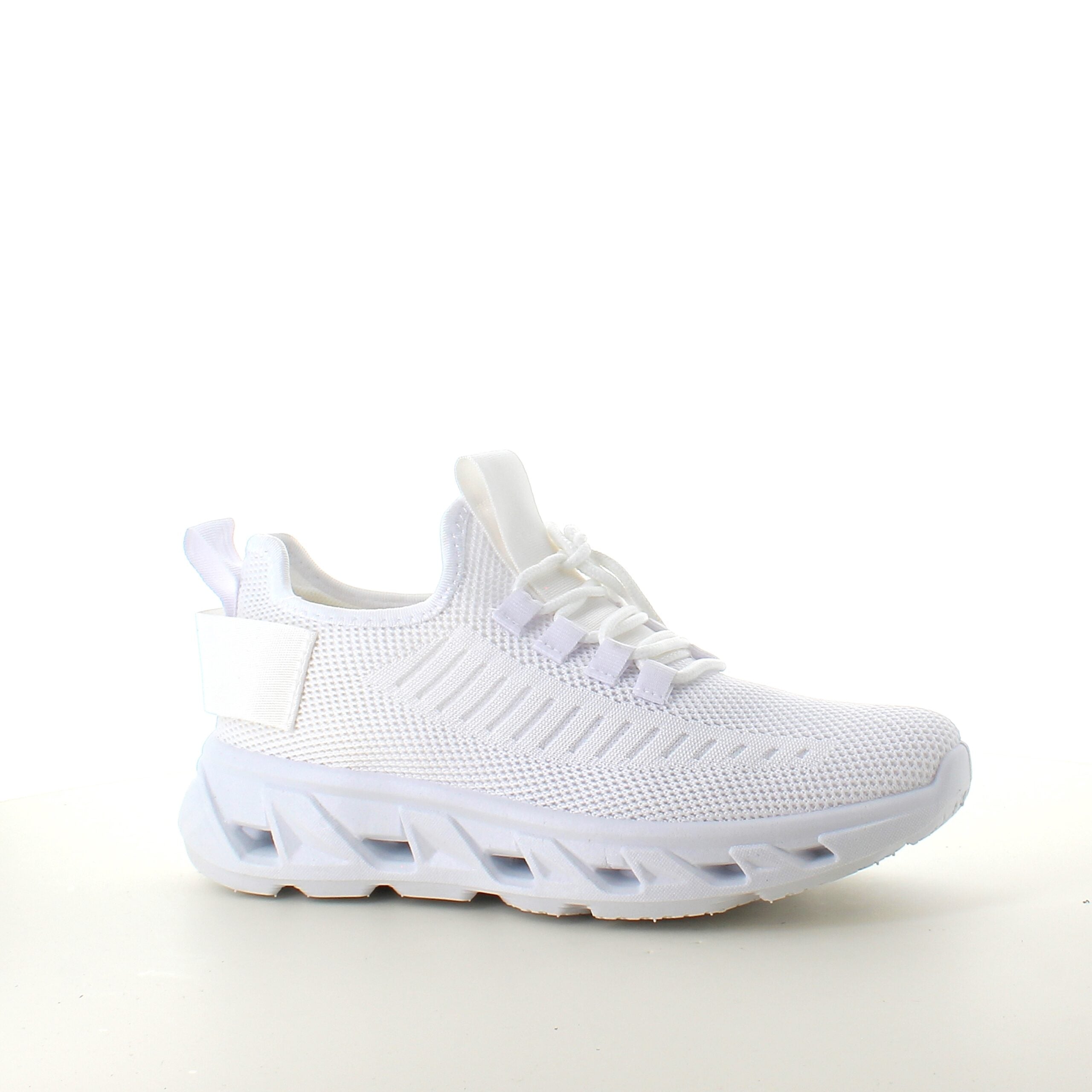 Hvide slip-on sko med strikoverdel