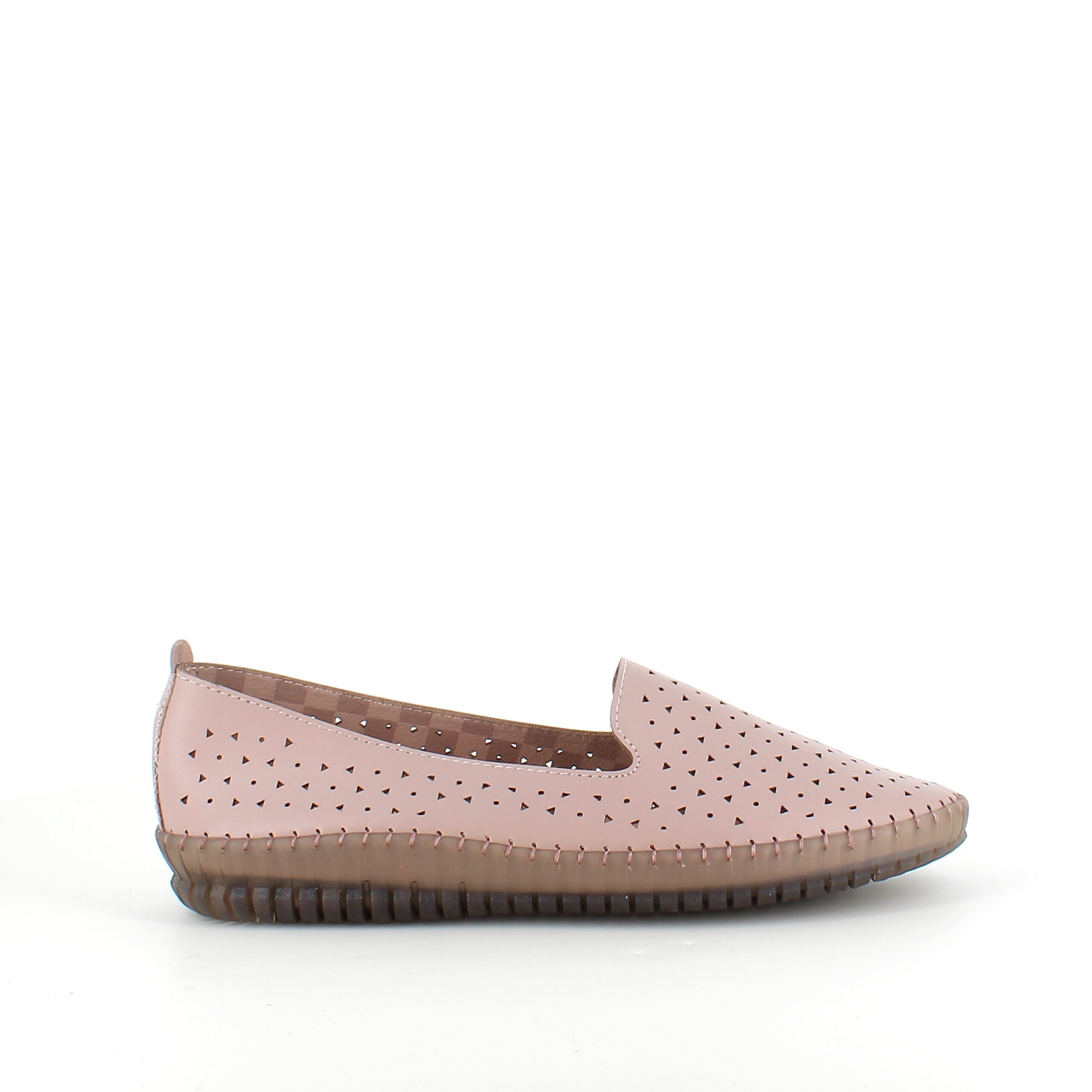Beige ballerinasko med fint, perforeret mønster