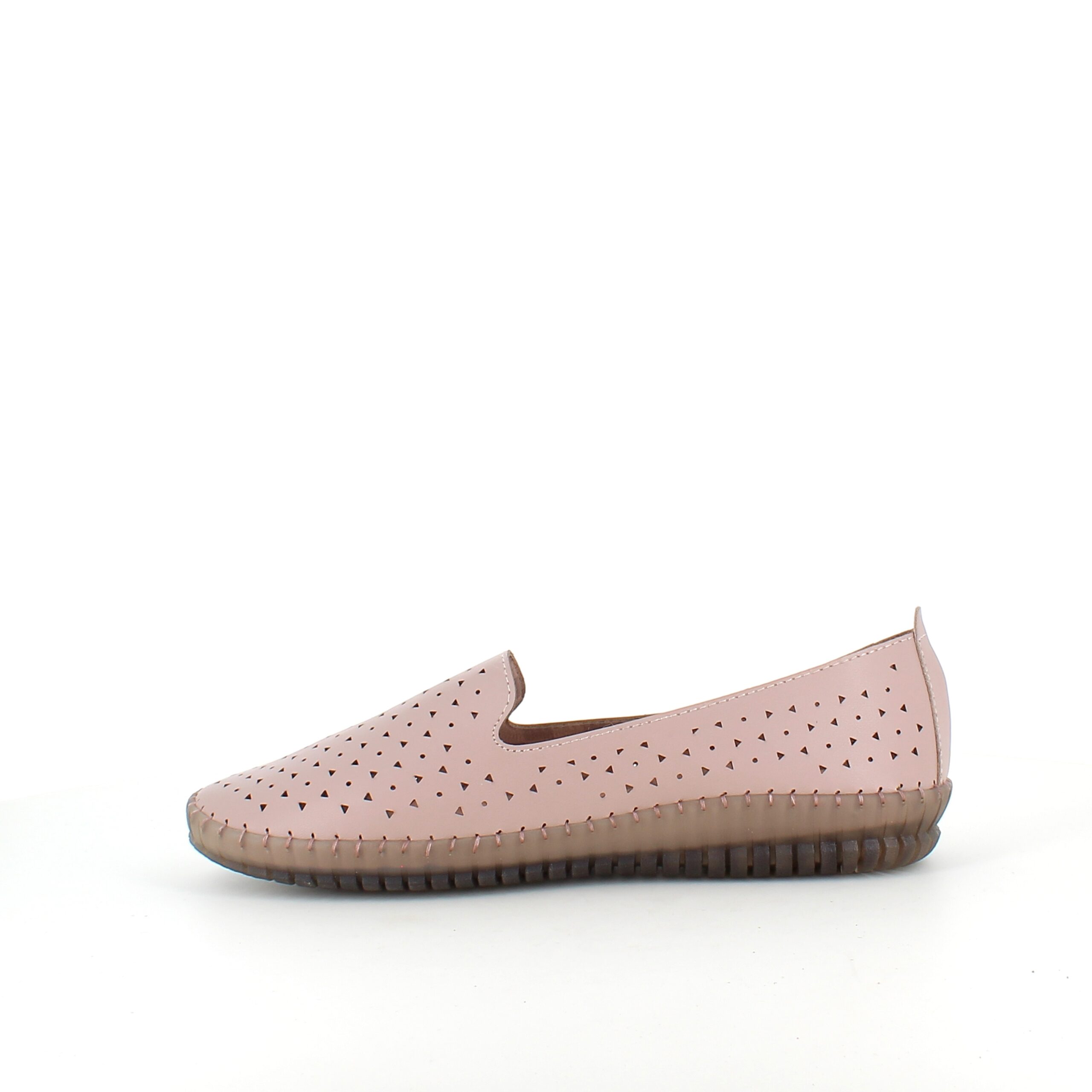 Beige ballerinasko med fint, perforeret mønster