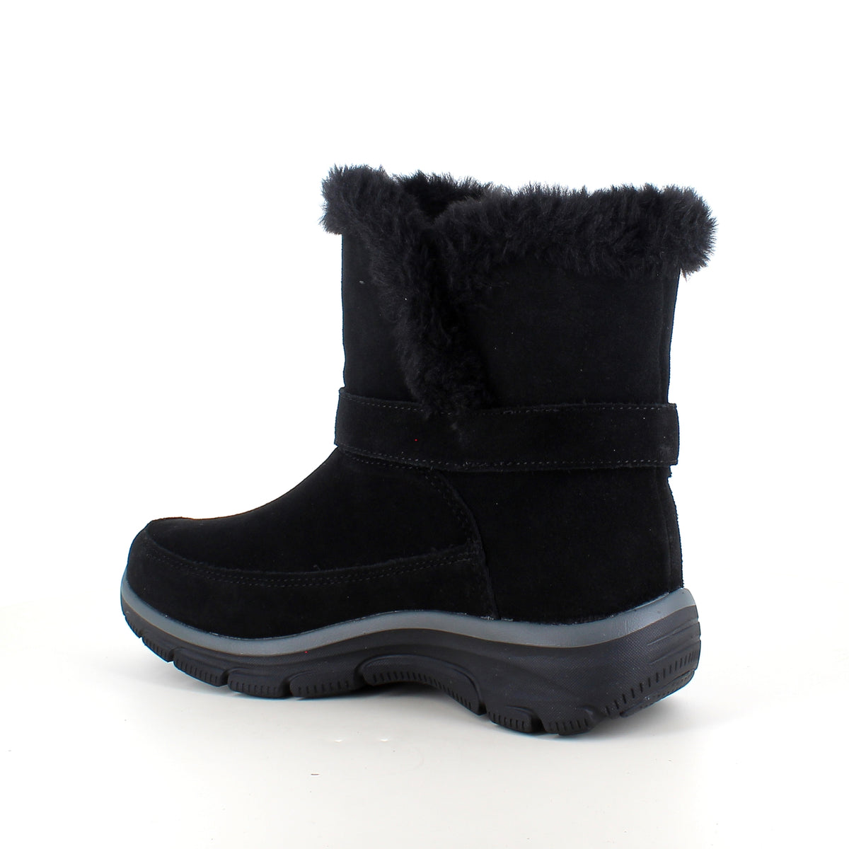 Skechers vinterstøvle – varm Slip-ins støvle i sort ruskind med bred pasform