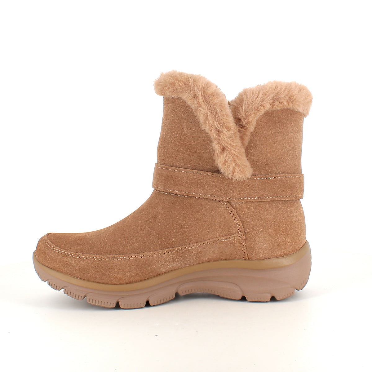 Skechers vinterstøvle – varm Slip-ins støvle i brun ruskind med bred pasform