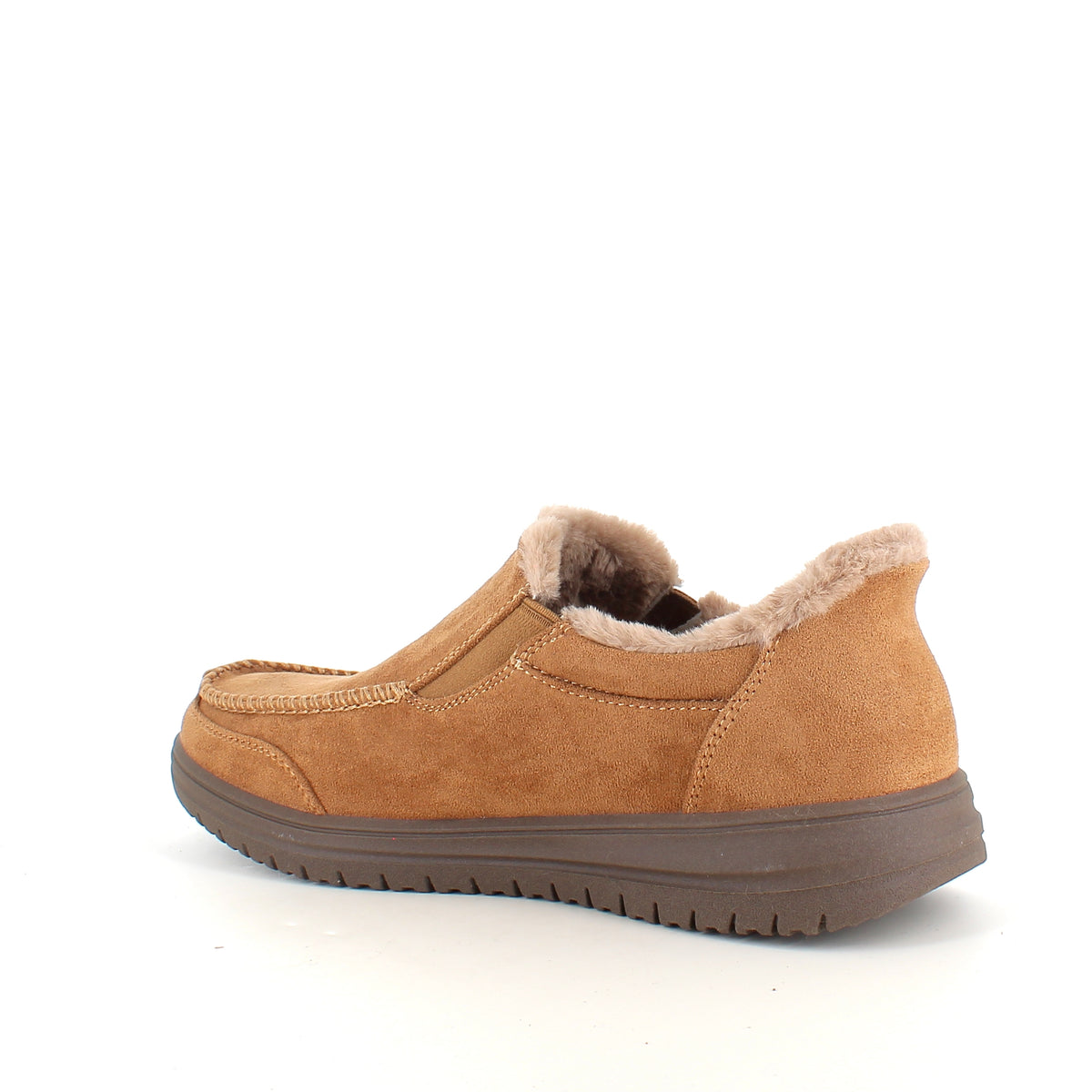 Skechers slip-on hjemmesko i brun – varm og rummelig pasform