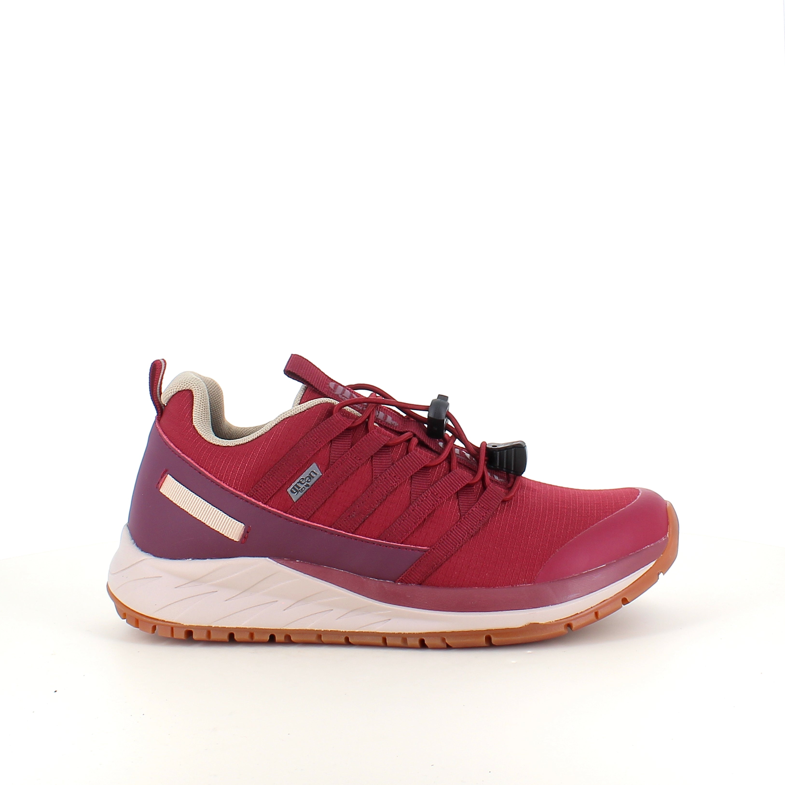 Green Comfort Path Pipi – vinrød outdoor sneaker med H-læst & svangstøtte