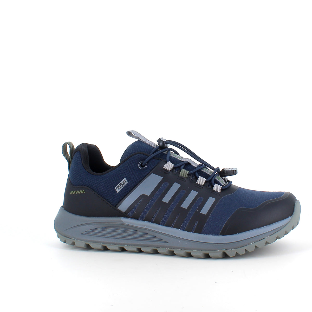 Vandtæt herre outdoorsko i navy med svangstøtte og bred pasform fra Green Comfort